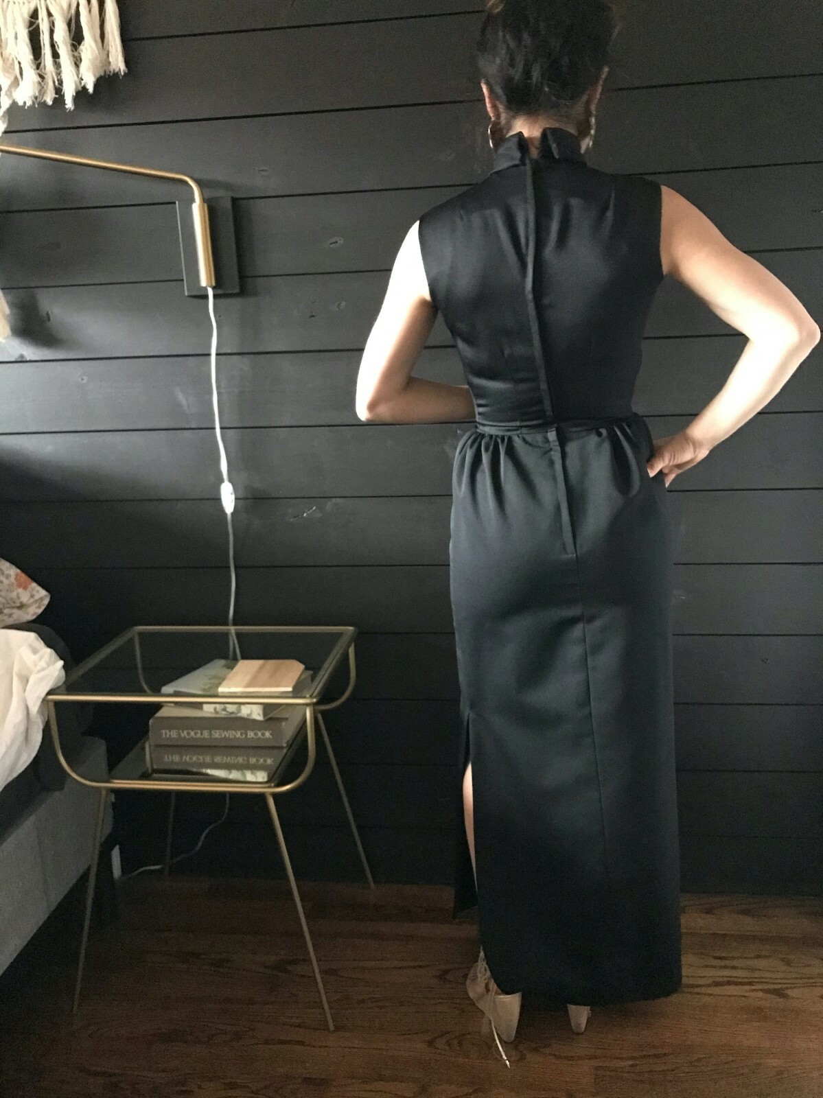 Vintage 1960s Black Sequin Jacket and Maxi Dress Set XS Evening Glam