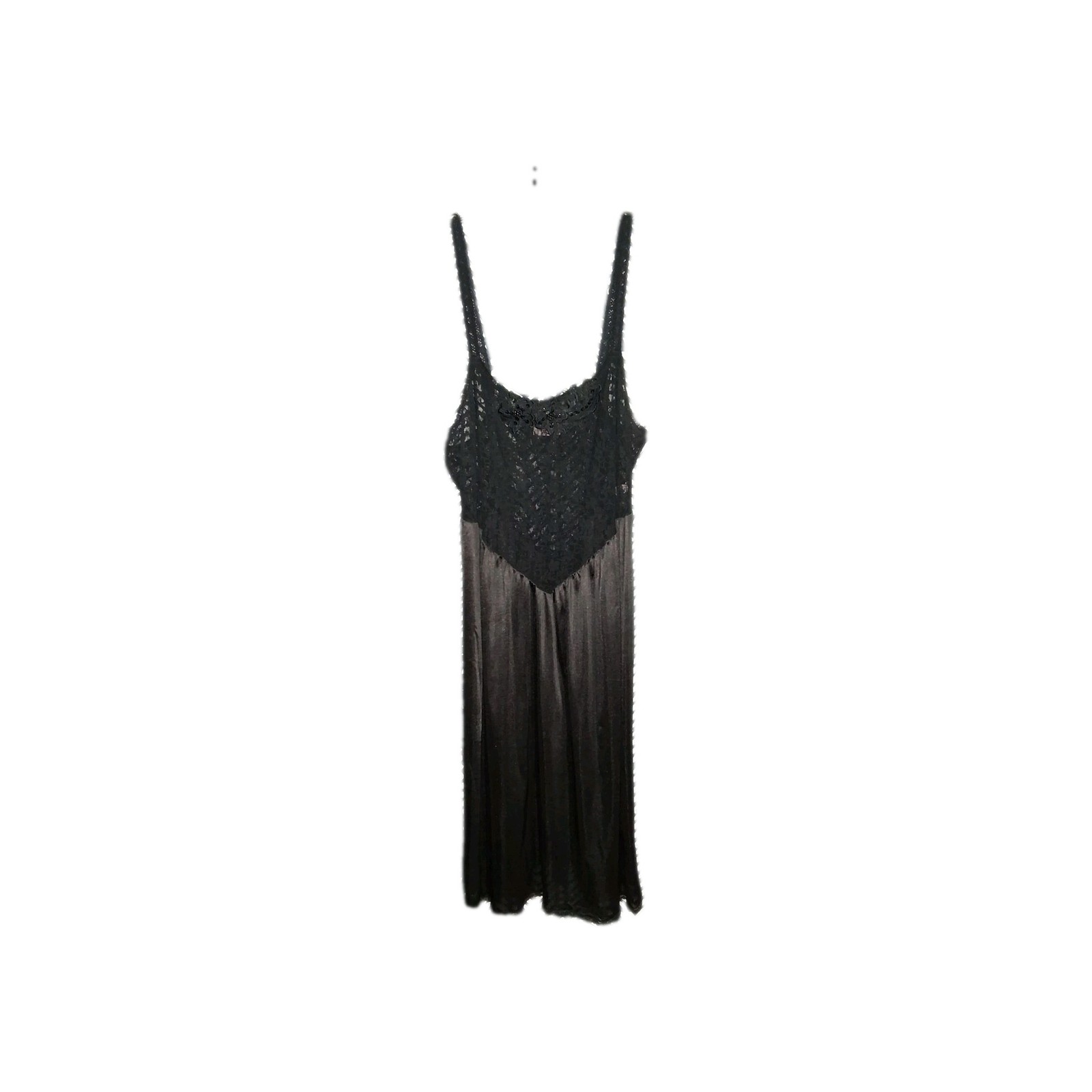 Vintage Drop Waist Lace Boddice Lace Trim Slip Dress Size 3x Fits XL Black Goth