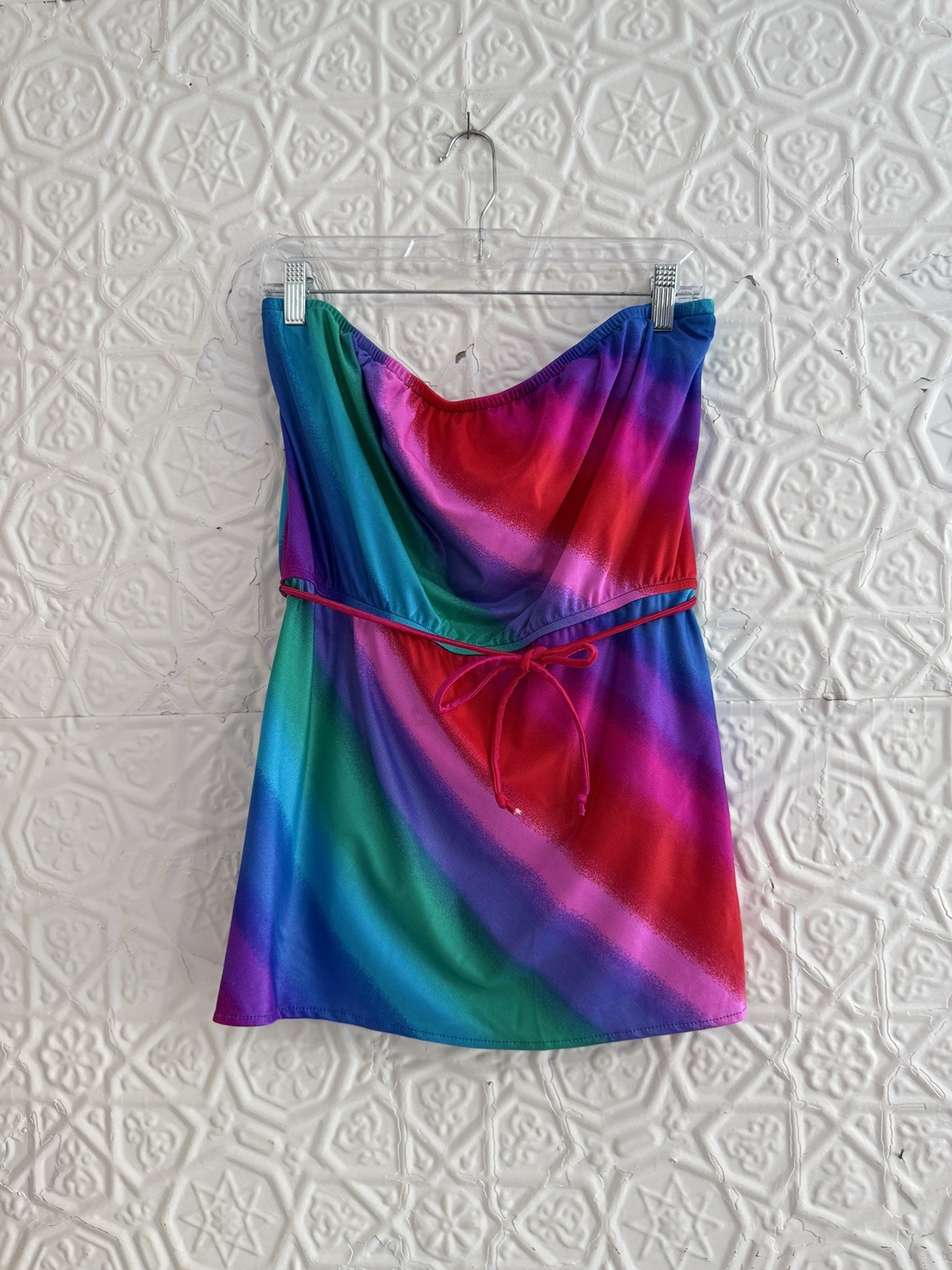 vintage 1980s NWT Jantzen bathing suit rainbow boho size 14 2 piece summer