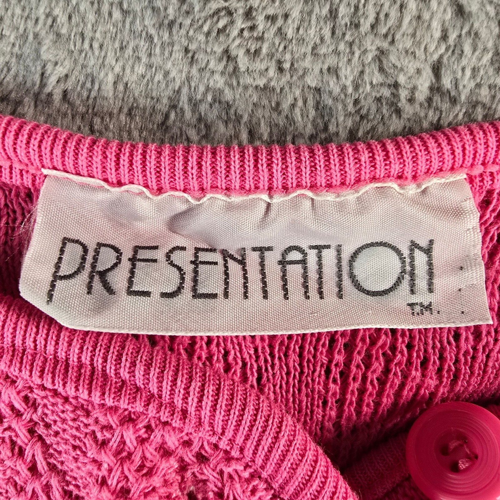 Vintage 1980s Presentation Pink Mixed Knit Short Sleeve Pullover Top (M)