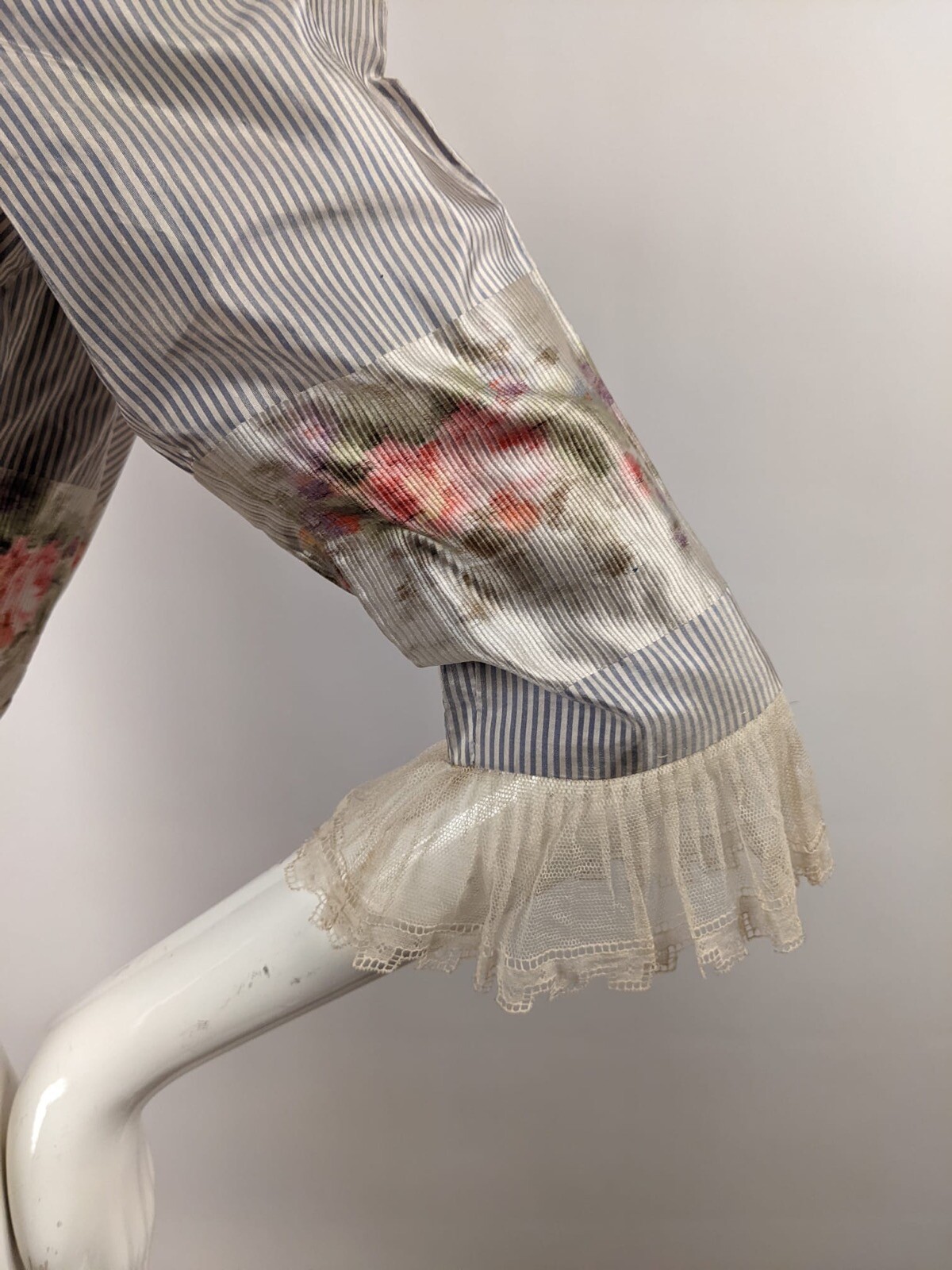 EDWARDIAN STRIPED & OMBRE SILK TAFFETA JACKET W NET SLEEVES 