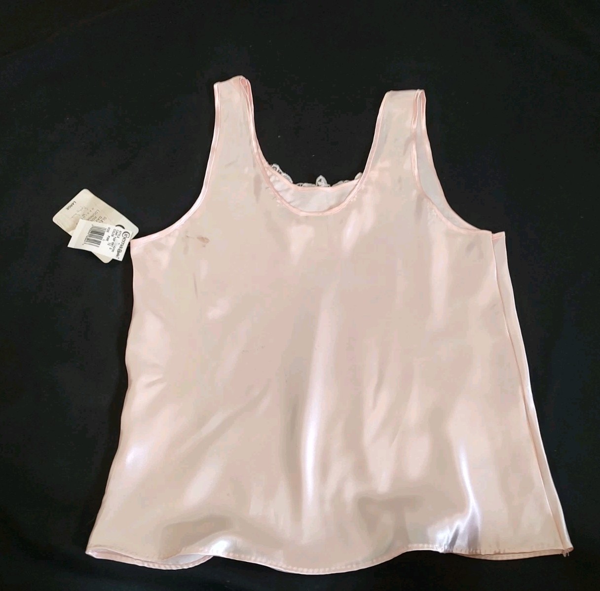 Vintage Cinema Etoile Cami Satin Camisole Top Liquid Shine Blush Pink NOS Sz L