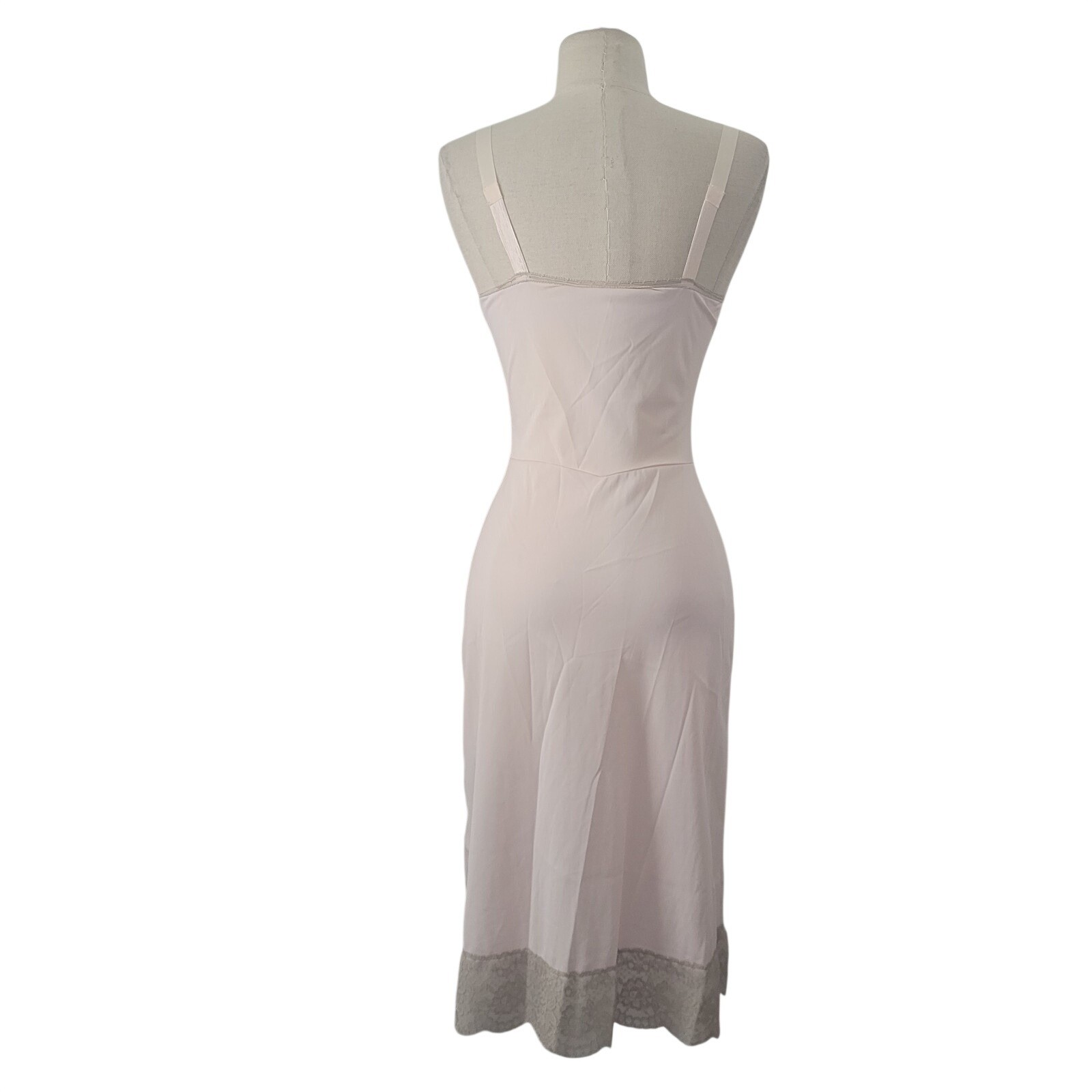 Vintage Charmode Sears Nylon Lace Full Slip Dress Sz 32 Pink Romantic Coquette