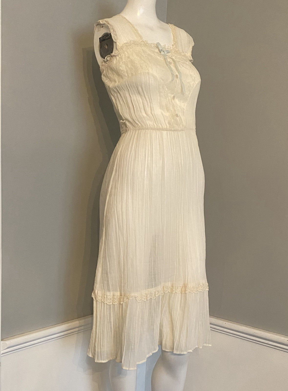 Vintage 1970s Semi Sheer Chiffon Prairie Boho Hippie Sundress California NWOT