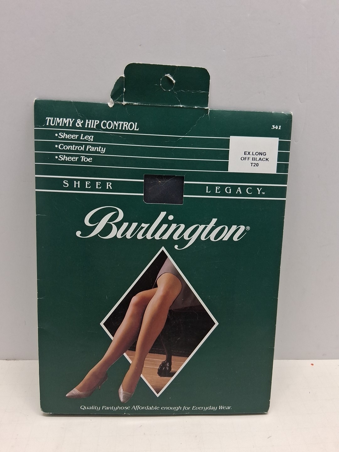Vintage BURLINGTON SHEER LEGACY Tummy Control PANTYHOSE, Extra Long – Off Black