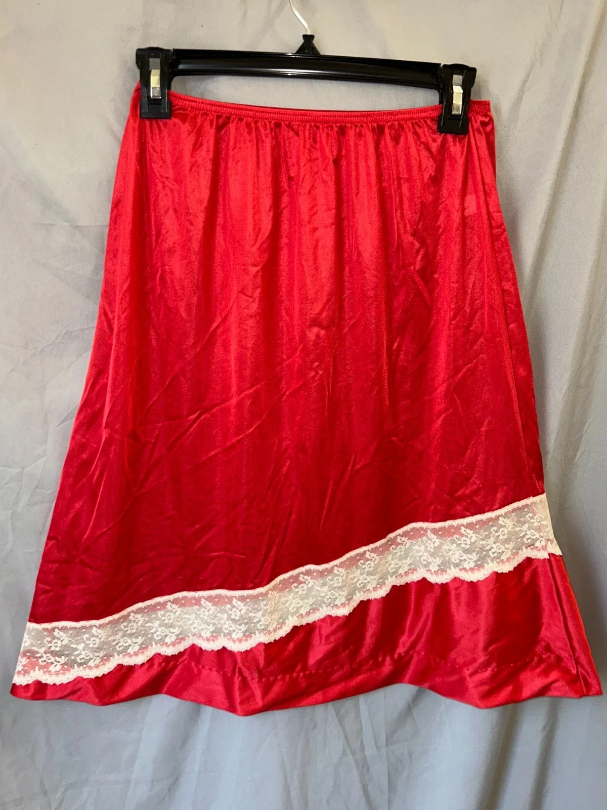 JCPenney Vintage Red Nylon and Lace Slip Women&rsquo;s Size Medium