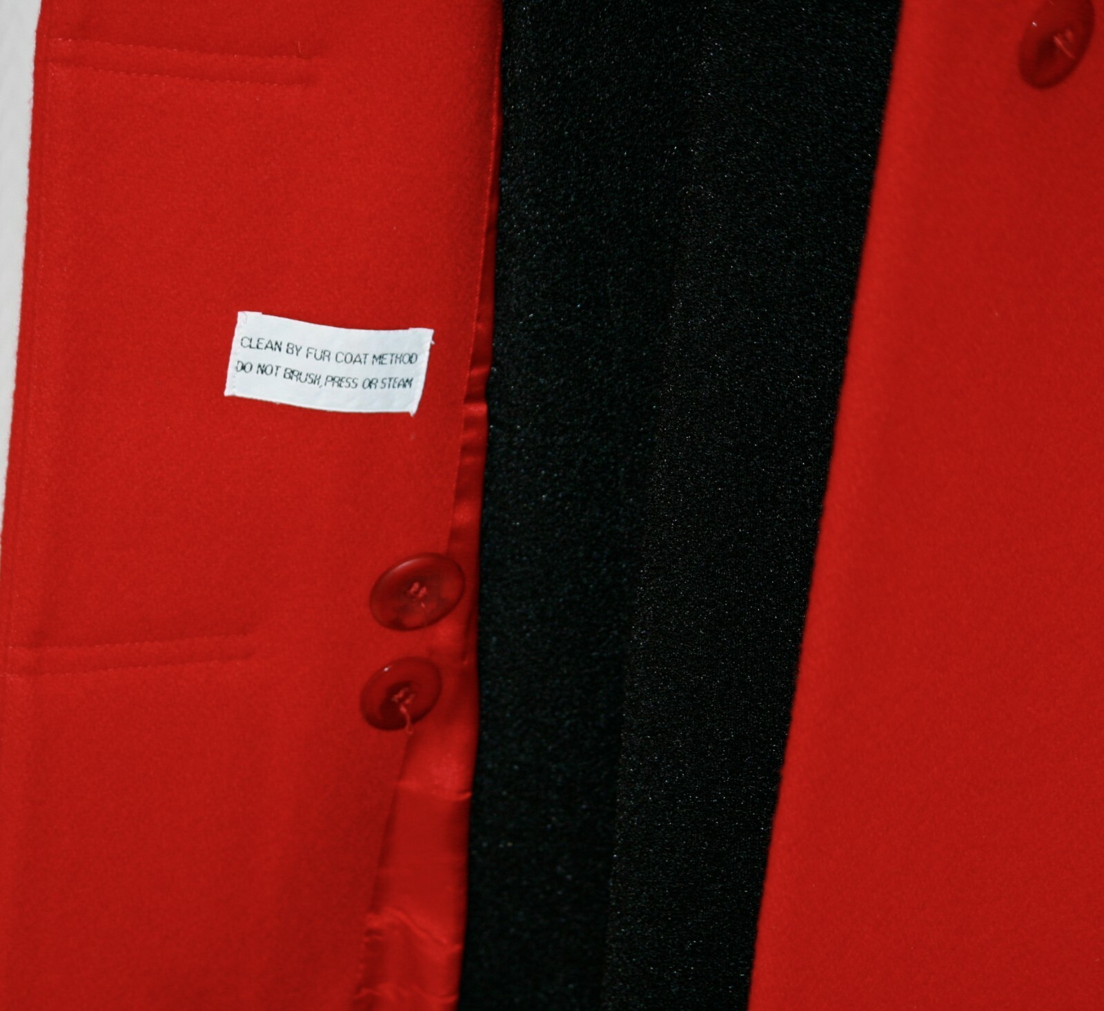 Candy Apple Red Charles Klein Midi Wool Coat w/ Black Faux Fur Collar Wms Med Lg