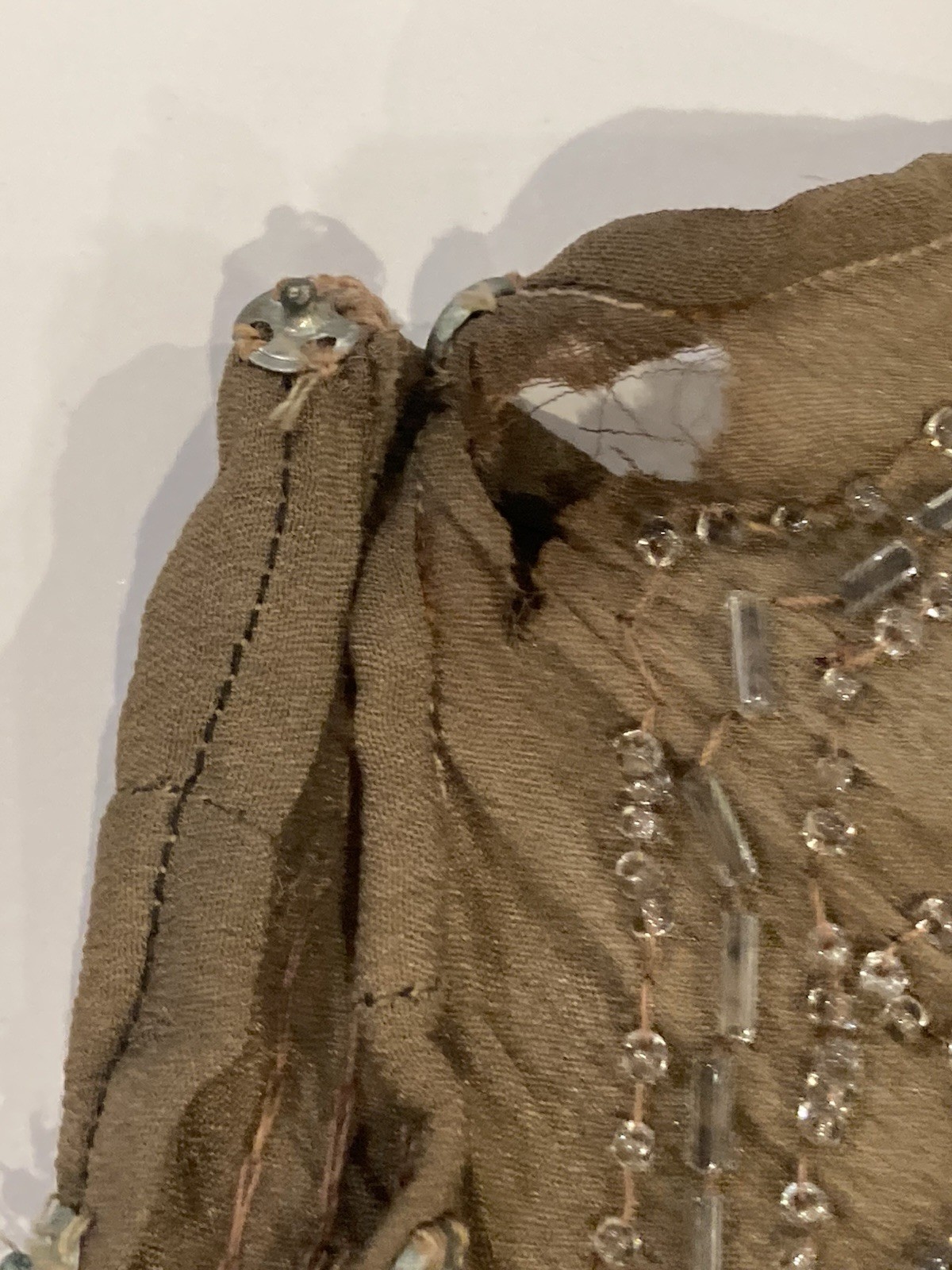 Vintage 1920s silk beaded flapper dress as is B 38