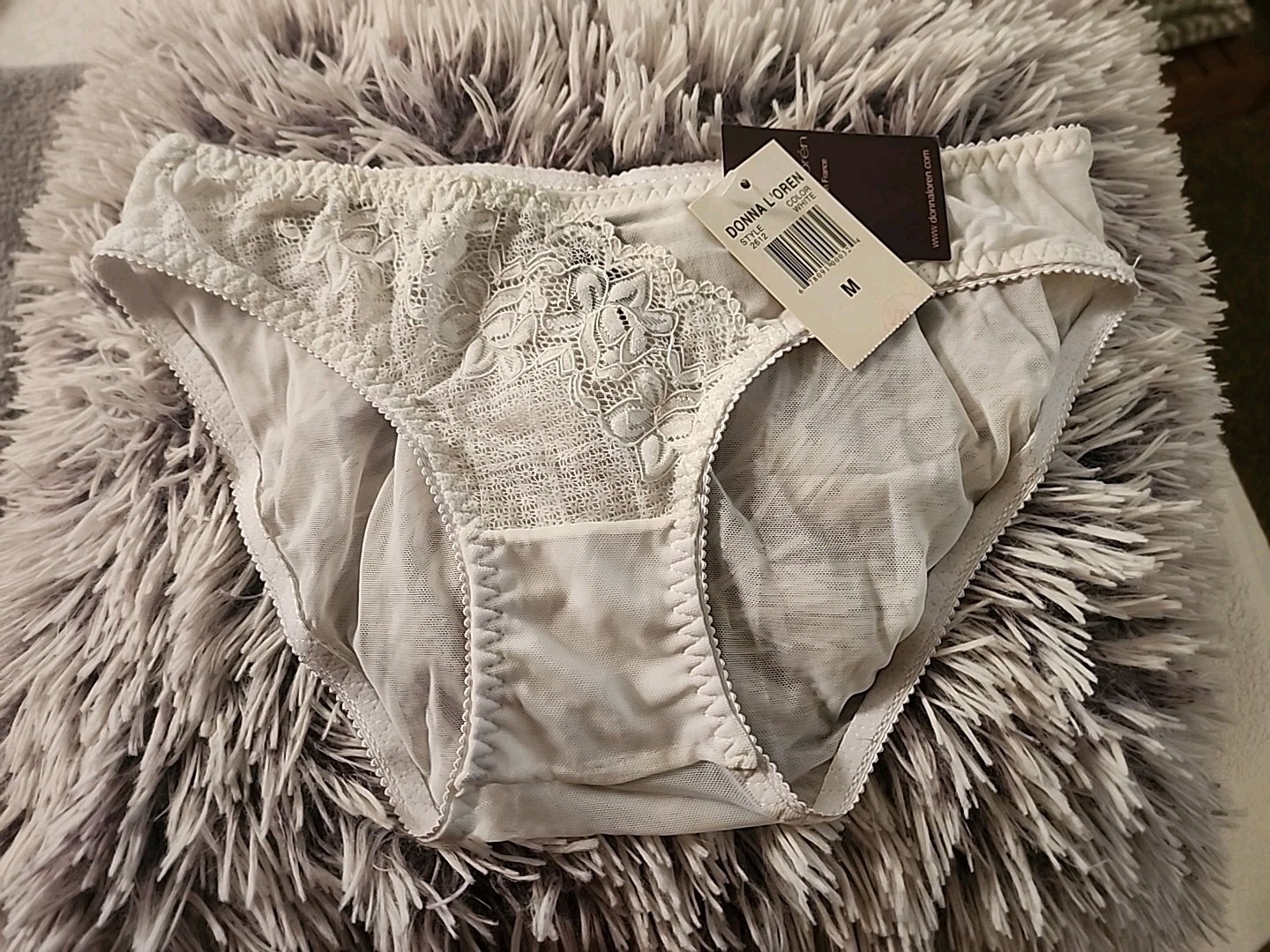 Vtg DONNA LOREN SZ M White Sheer Mesh Lace Bikini 90&rsquo;s Y2K Retro Pinup Bombshell