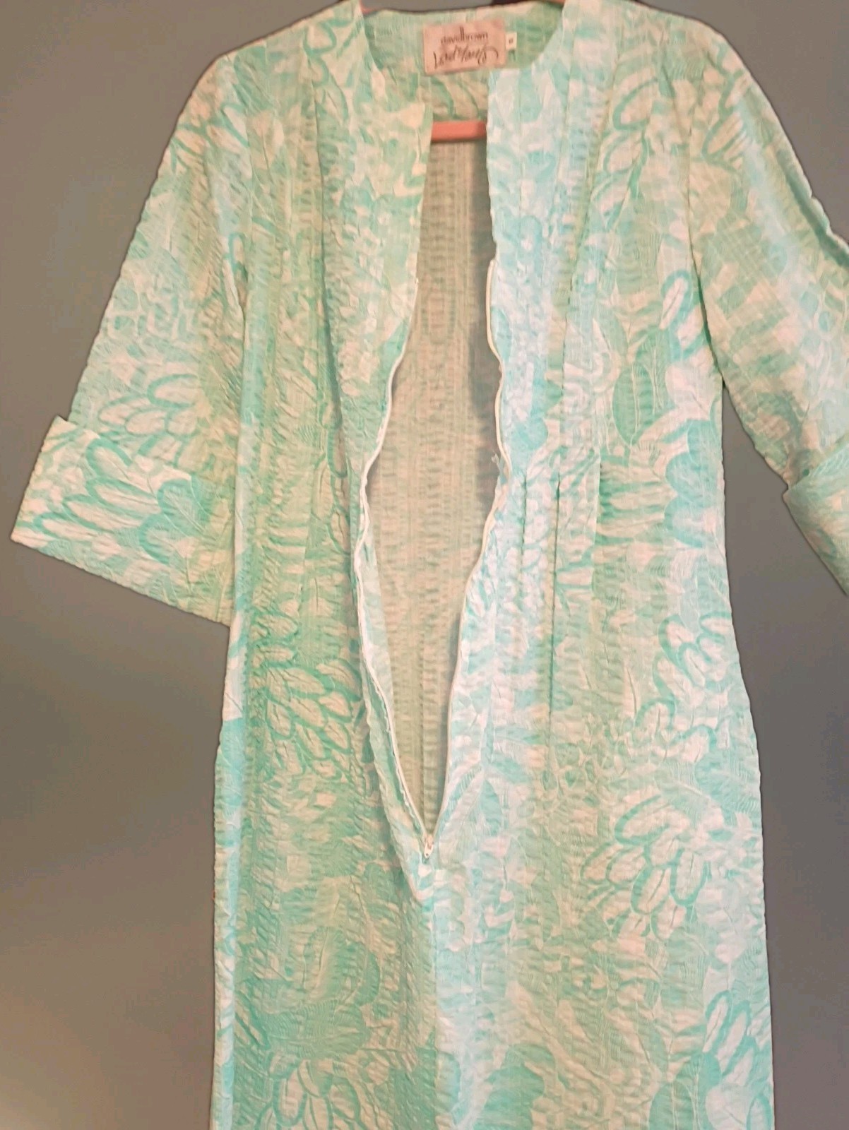 Vtg Elegant David Brown California Long Summer House Dress Gown Robe S USA NWT