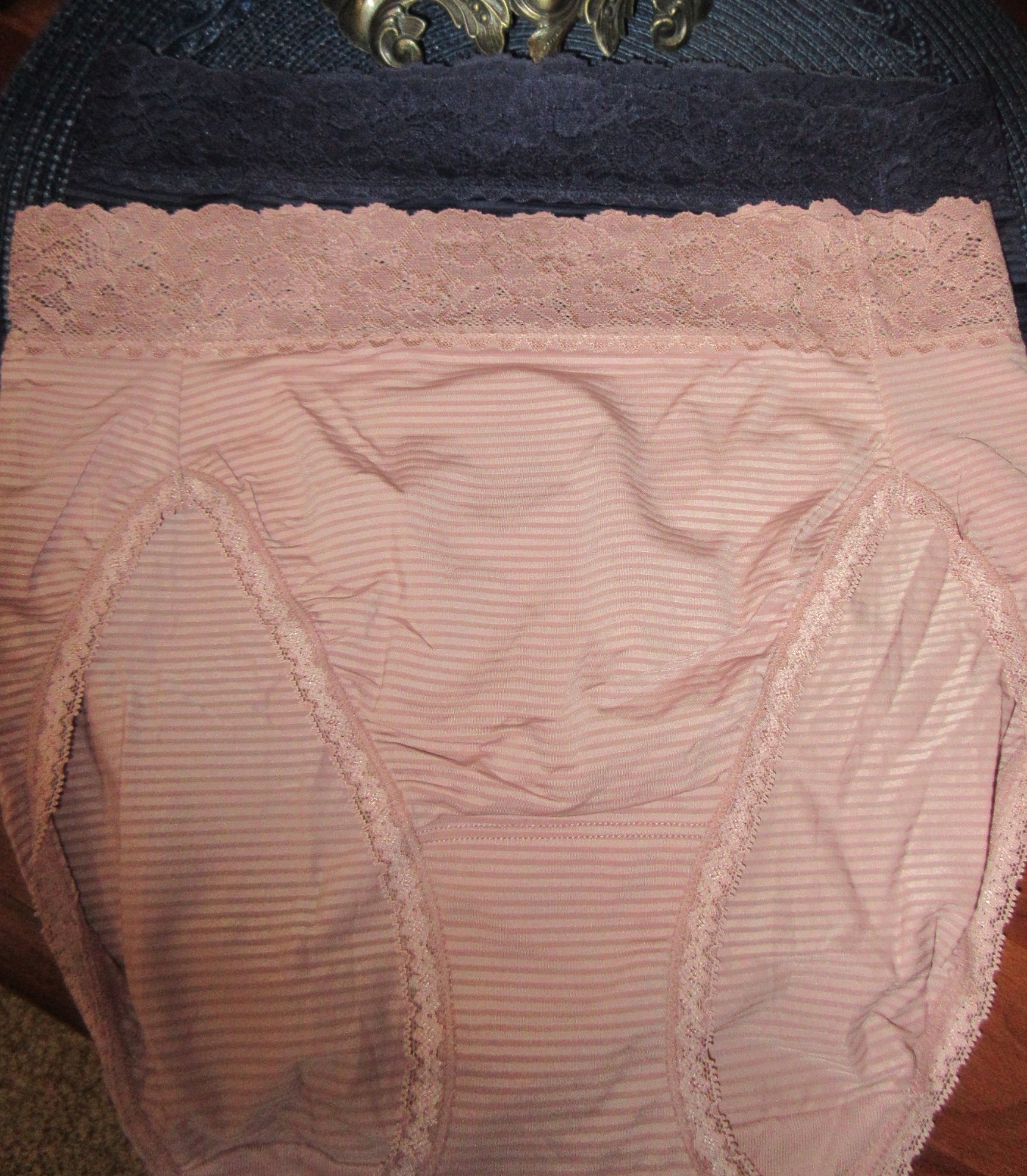 3 PR VANITY FAIR 13135 nylon stretch LACE LIGHT LUXE HI LEG panties 6/M