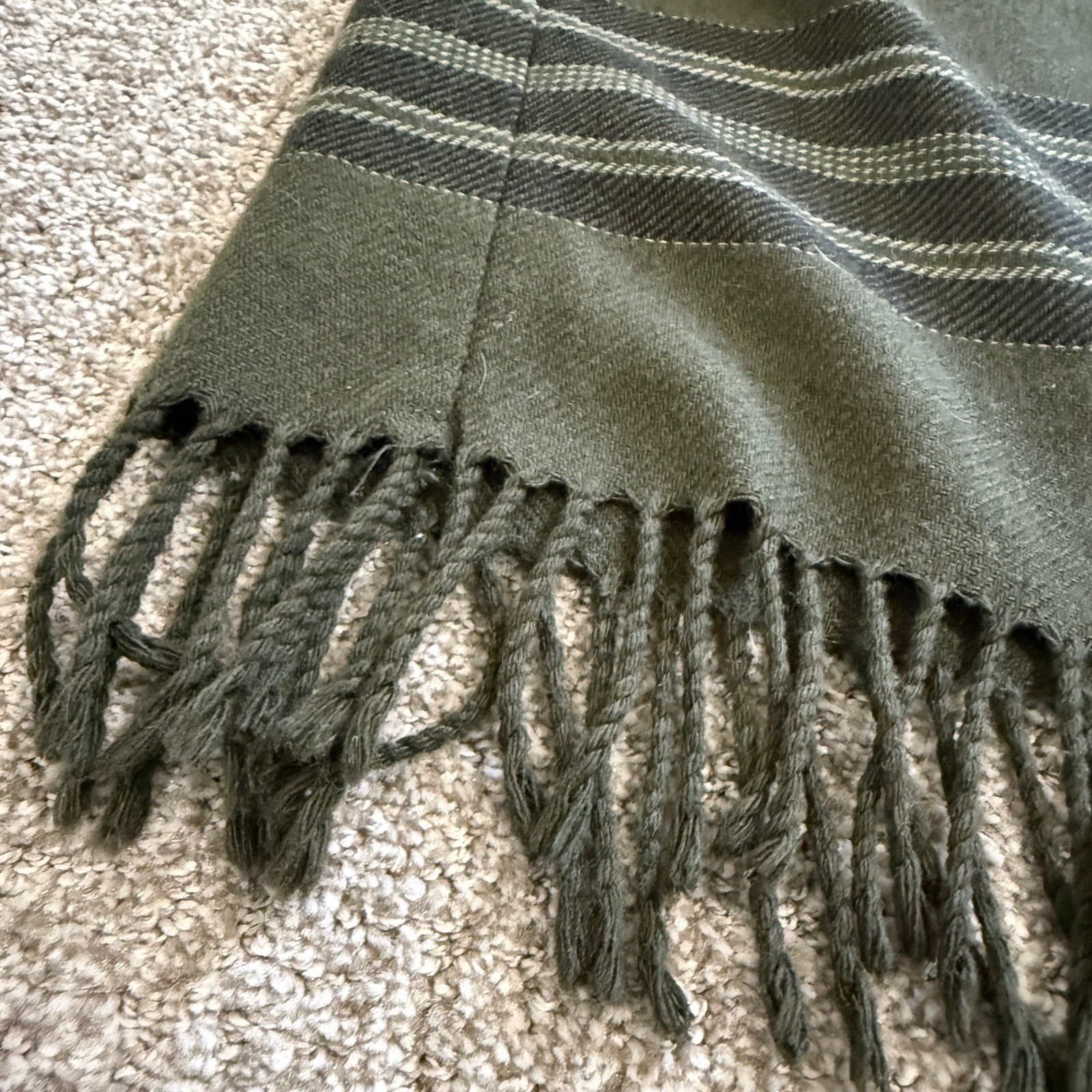 Requirements Vtg Forest Green Wool Blend Maxi Column Pencil Skirt Fringe Hem 8