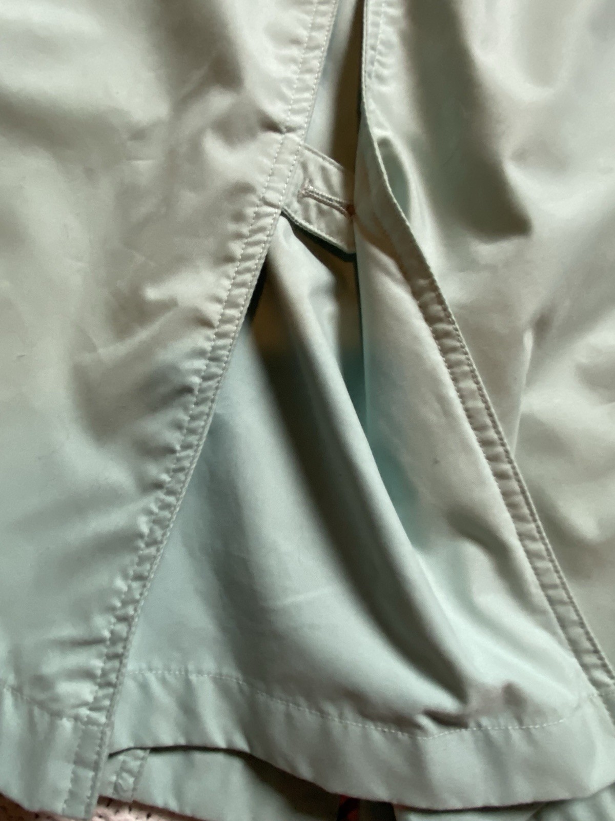 VTG Lands End Mint Green Lightweight Trench Coat Lined Button Up Women’s Medium