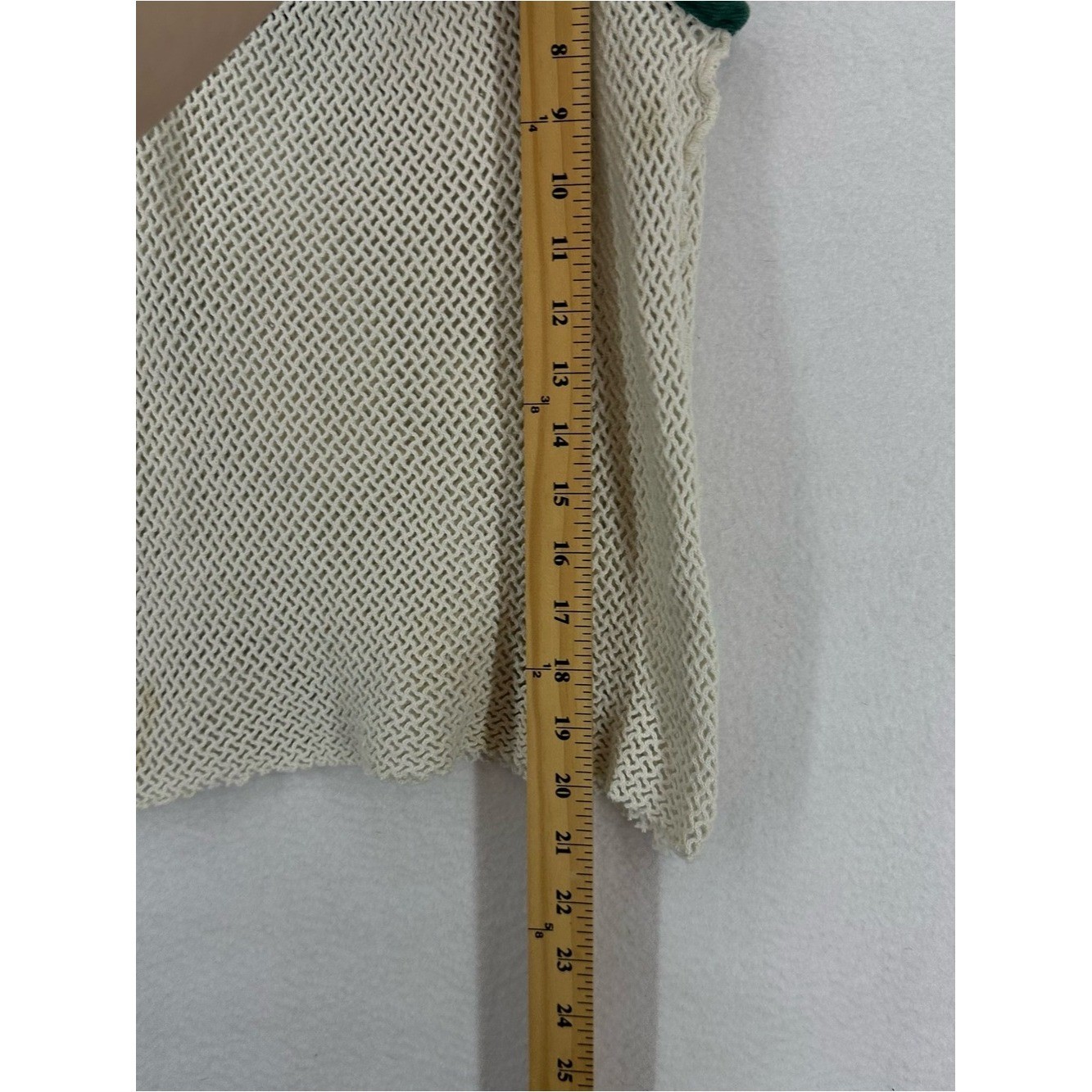 Sav A Sac Vintage Mesh Knit Tank Top Women&rsquo;s Small Cream Green Boho Cami