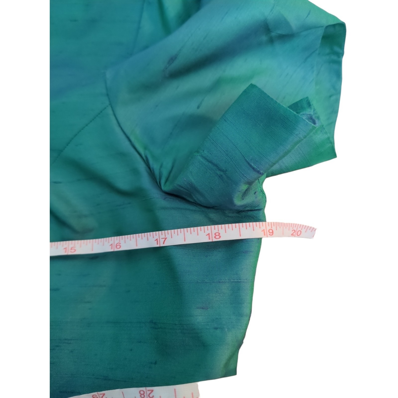 VINTAGE LAURA ASHLEY 100% SILK DUPIONI Iridescent Peacock Fit &Flare Dress US 12