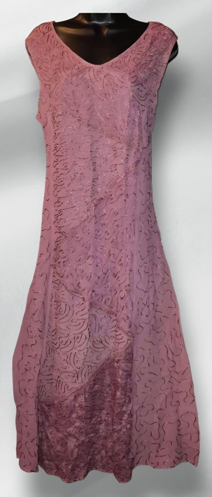 Vintage 1990s Beautiful Rose Pink Embroidered Maxi Dress Boho India Excellent!