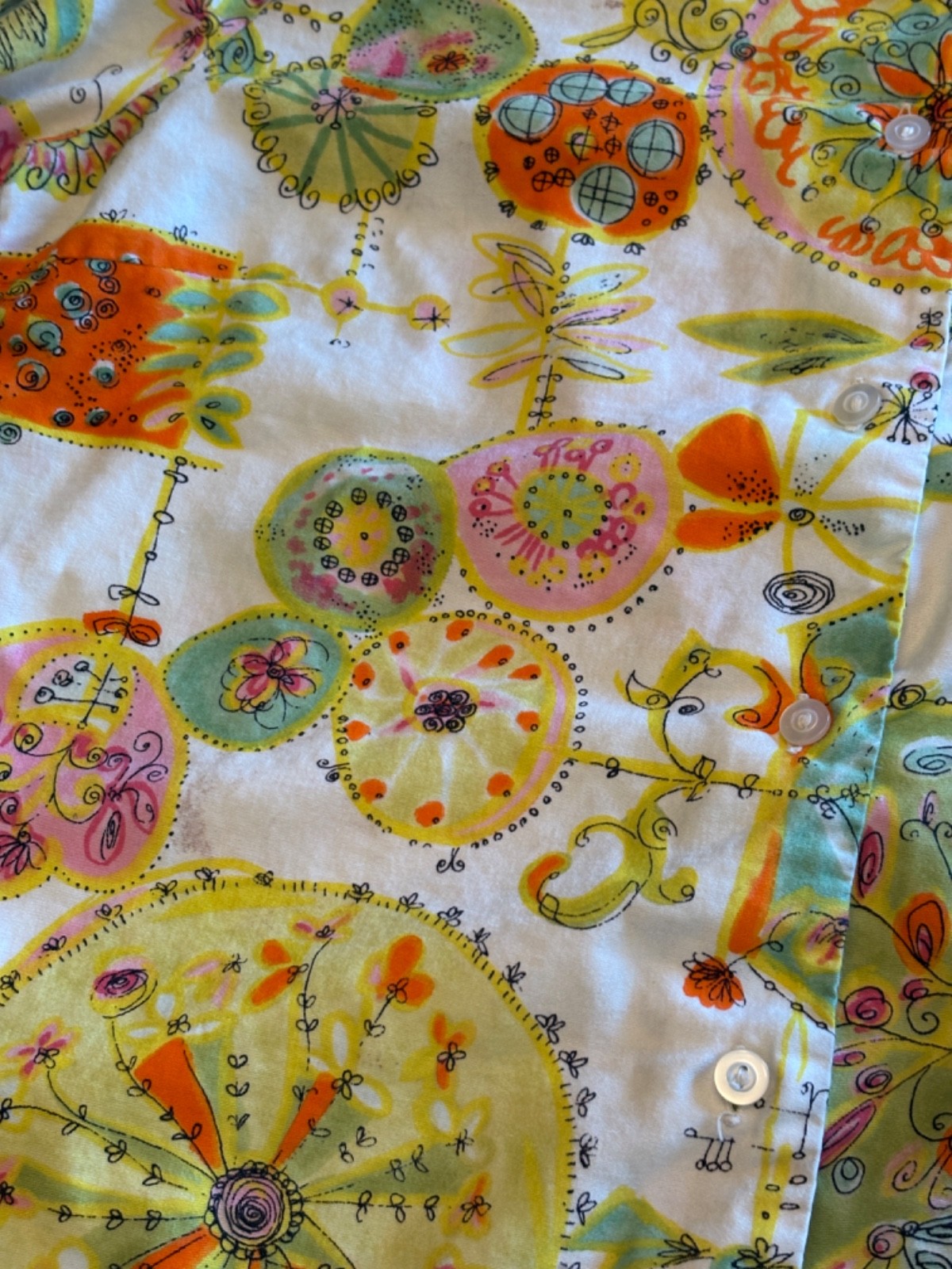 Vintage 50s 60s Cotton Novelty Print Blouse Top XS/S Mid Century Rockabilly