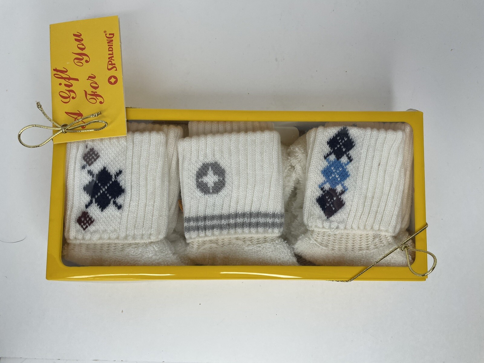 3 Pairs NOS Vintage 70&rsquo;s SPALDING Cuffed Anklet Socks Sz. 9 – 11 In Box