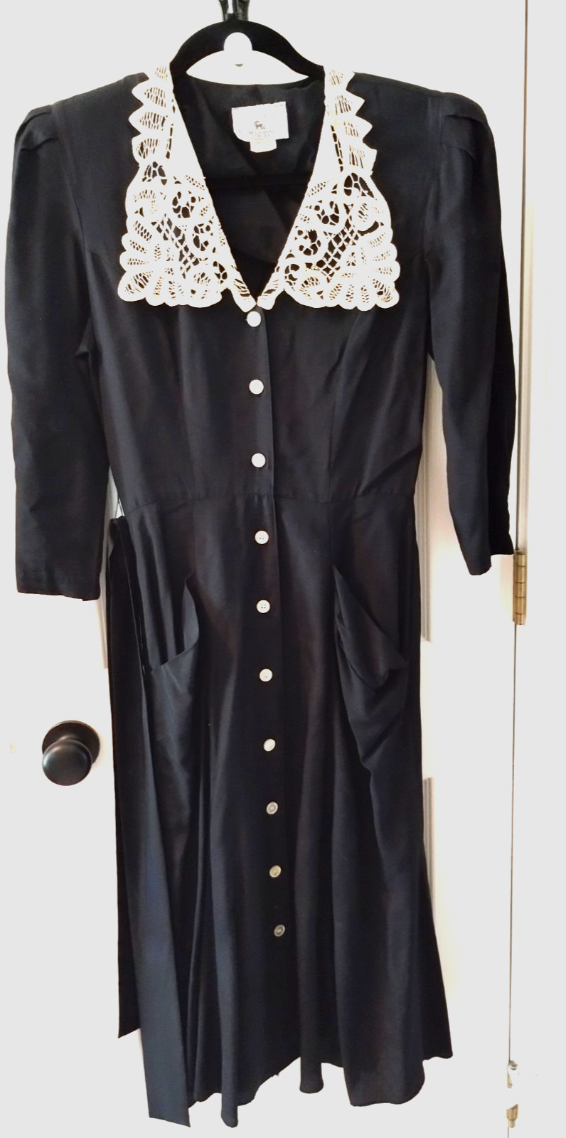Vintage Classic Style JONATHAN MARTIN DRESS Lace Collar Sash Belt Size 5/6 USA