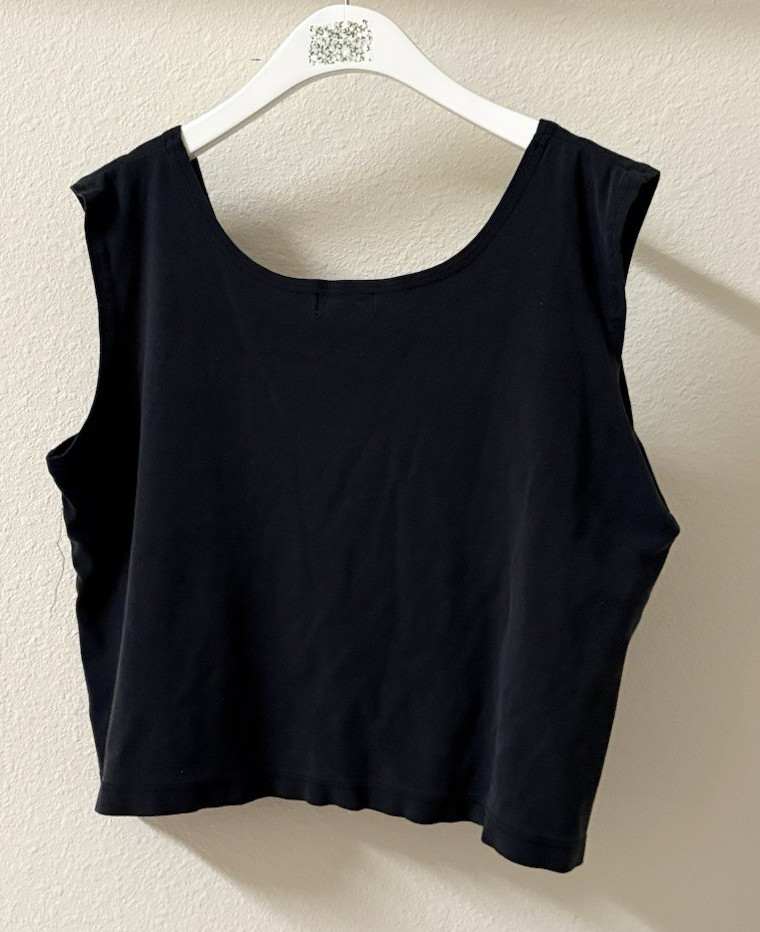 Vintage 90s Bay Studios Black Knit Tank Top Women&rsquo;s XL Casual Retro Layering Top