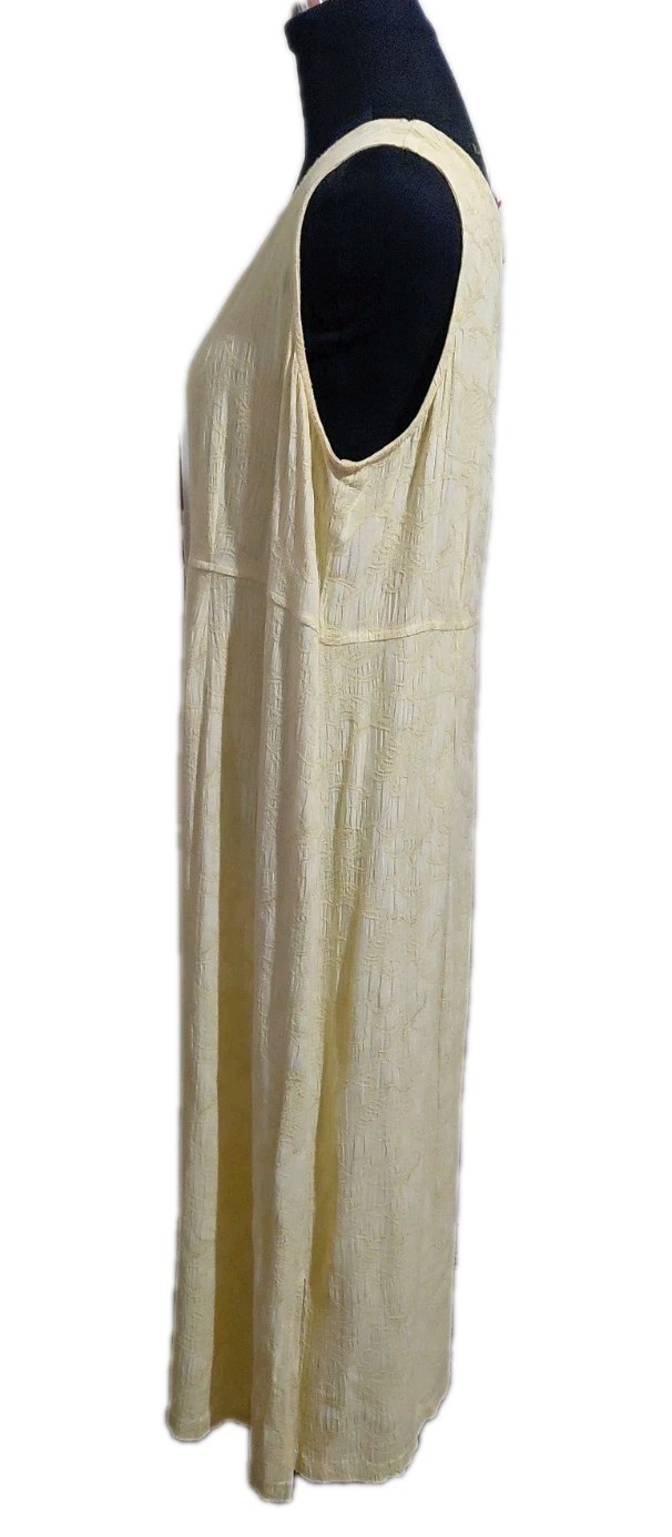 Vintage Karin Stevens Yellow Textured Sleeveless Maxi Dress 100% Rayon SZ 14P