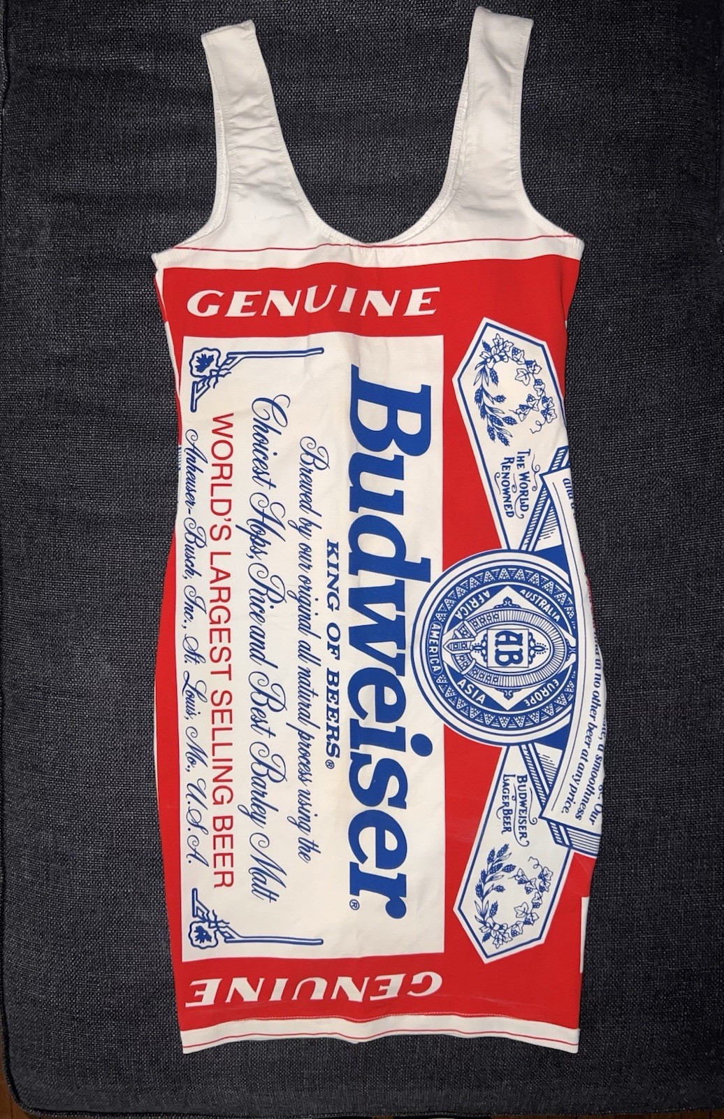 Vintage 80s Budweiser « Bud Girl » Promo Tank Dress Bodycon Mini Small NWOT