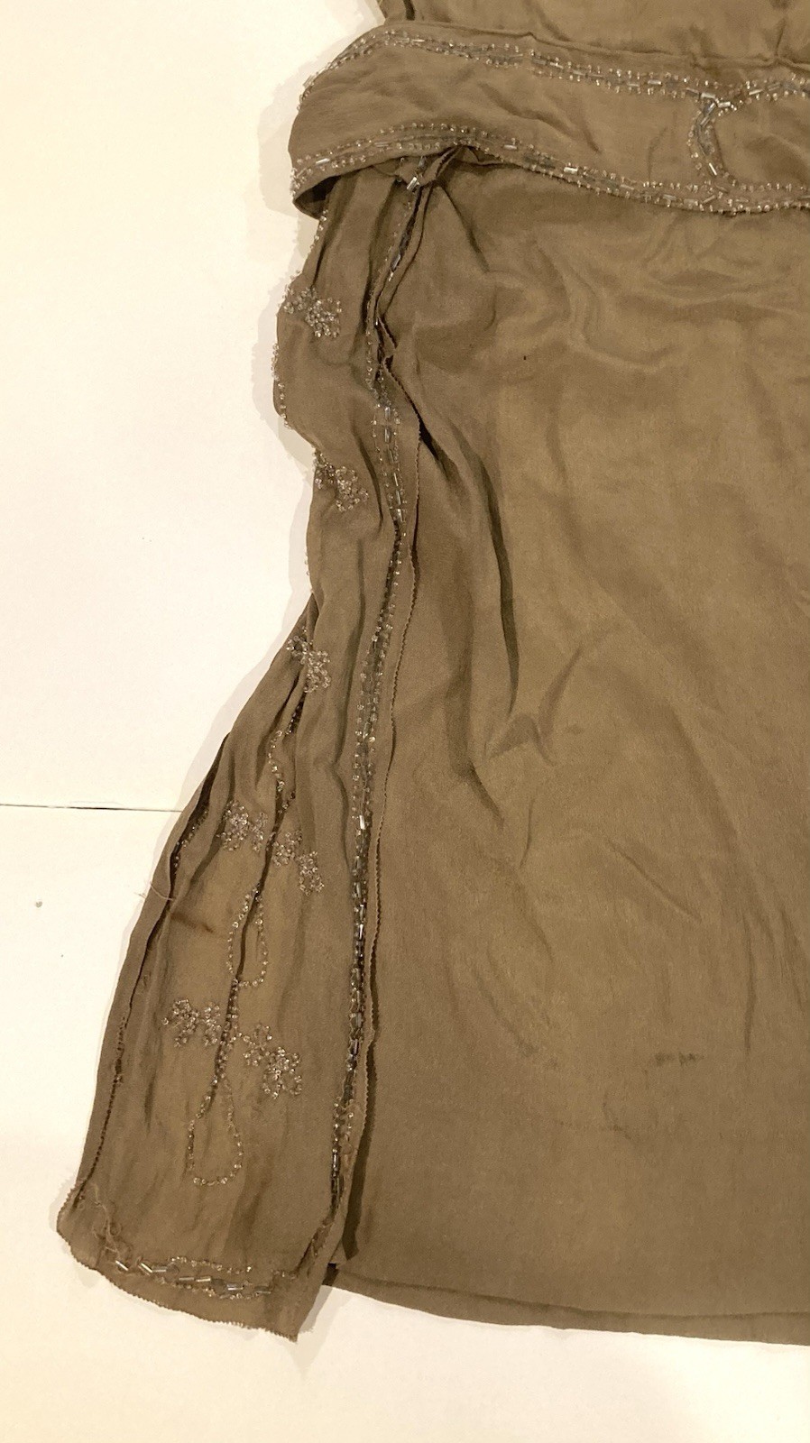 Vintage 1920s silk beaded flapper dress as is B 38