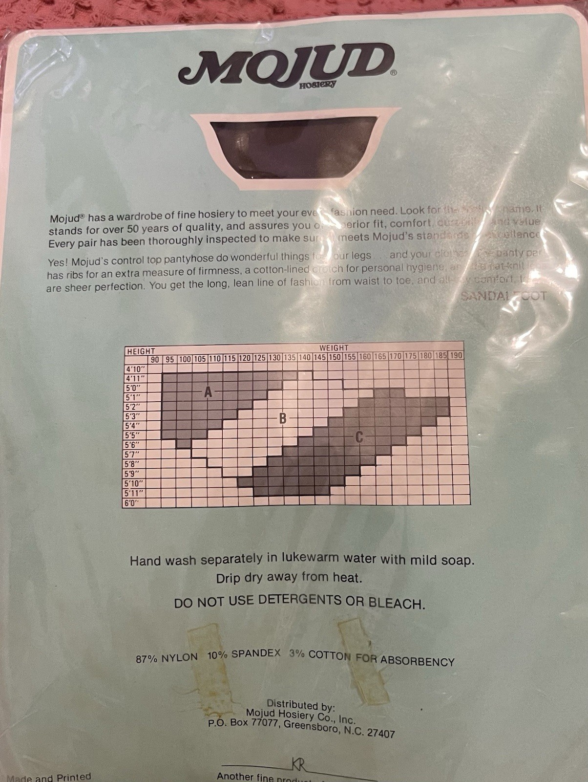 NIP Mojud Ribbed control top pantyhose Sandalfoot Cotton lined ,unworn