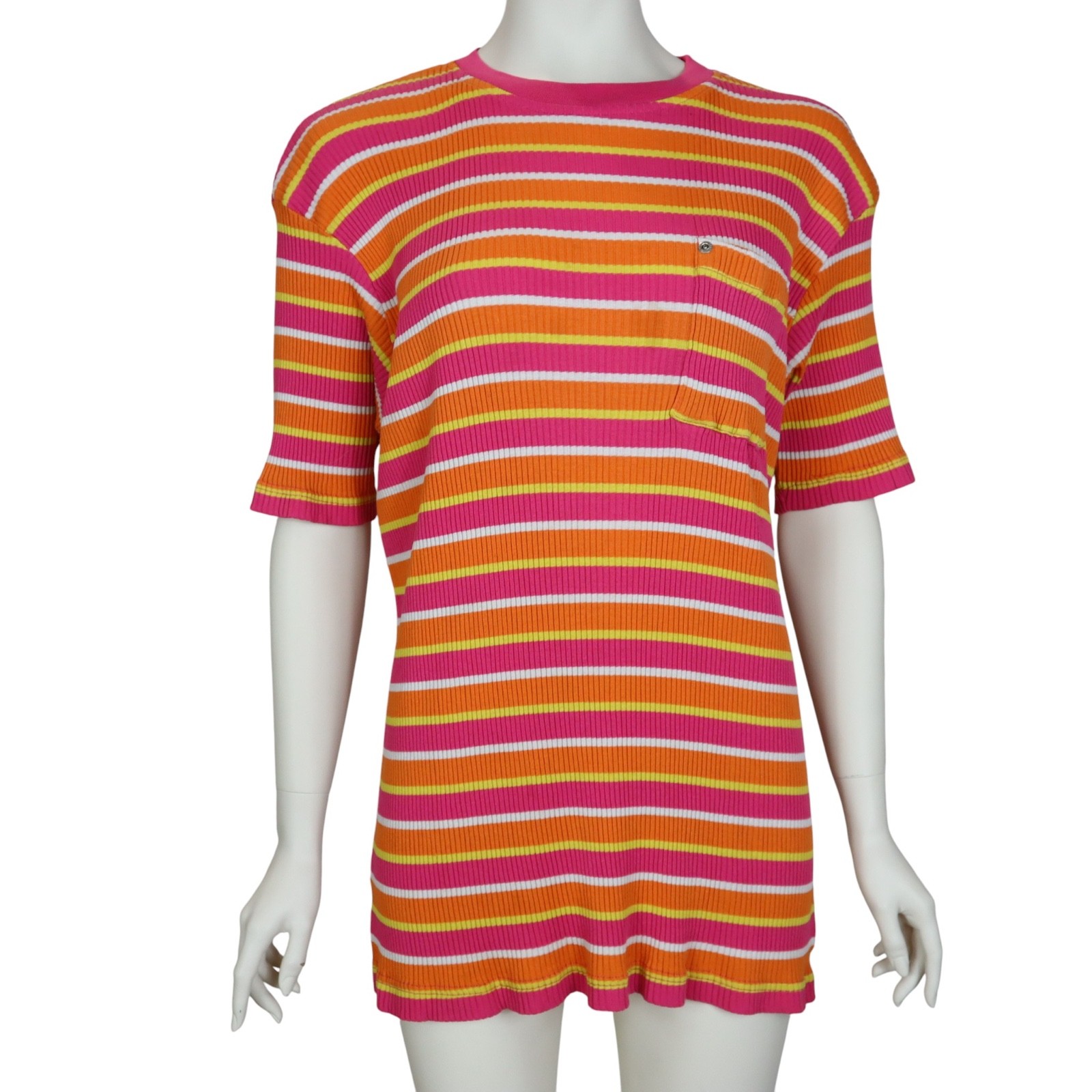 Vintage Elena Tannassi Sport Stretchy Top 1980&rsquo;s Bright Stripe Women&rsquo;s 2X