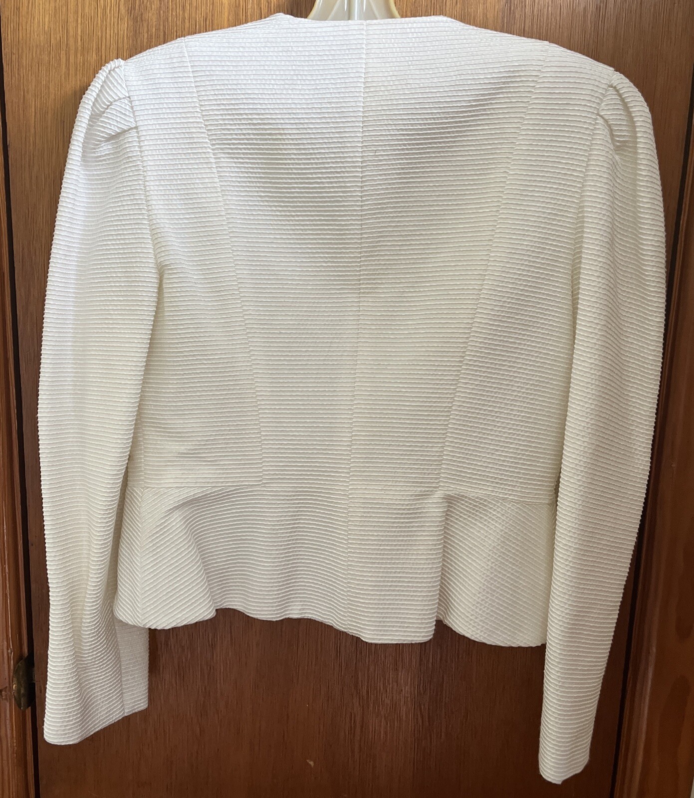 Vintage SILK &lsquo;N SANDERSON Blazer Jacket Off-White RHINESTONE BUTTONS Peplum