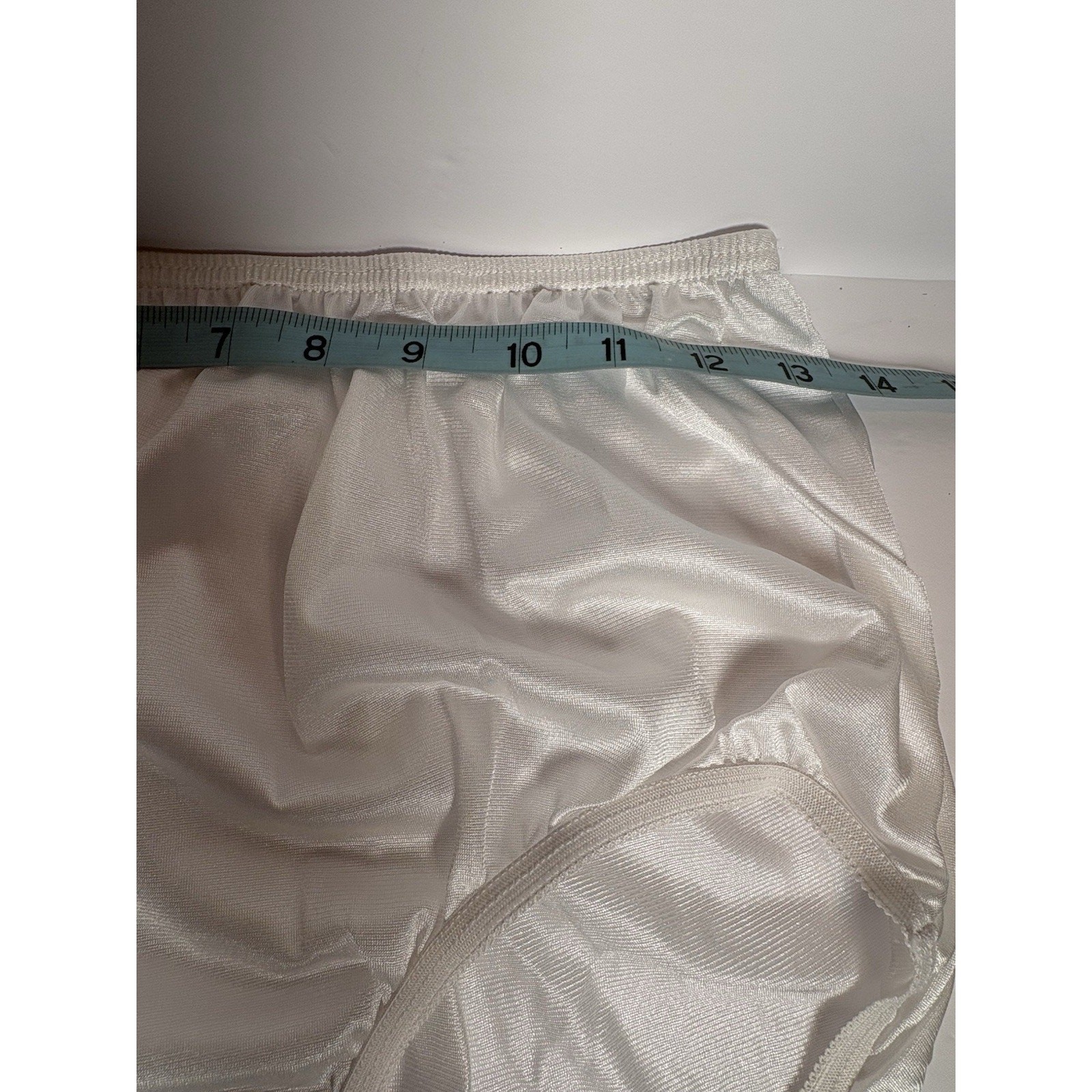 3 SHINY White Satin 100% Nylon Full Brief Panty Sewn in Cotton Gusset #331 Sz 8