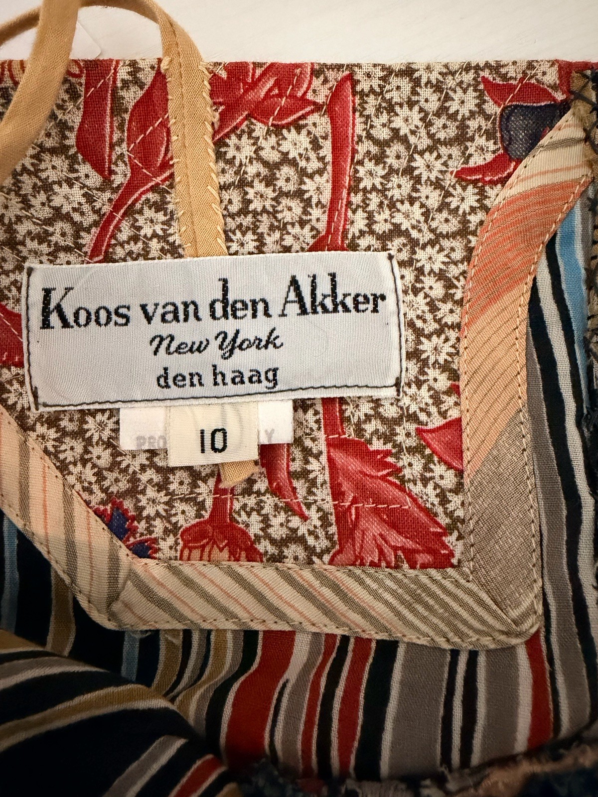 Vintage 1980 Koos Van Den Akker Patchwork Collage Cotton Dress
