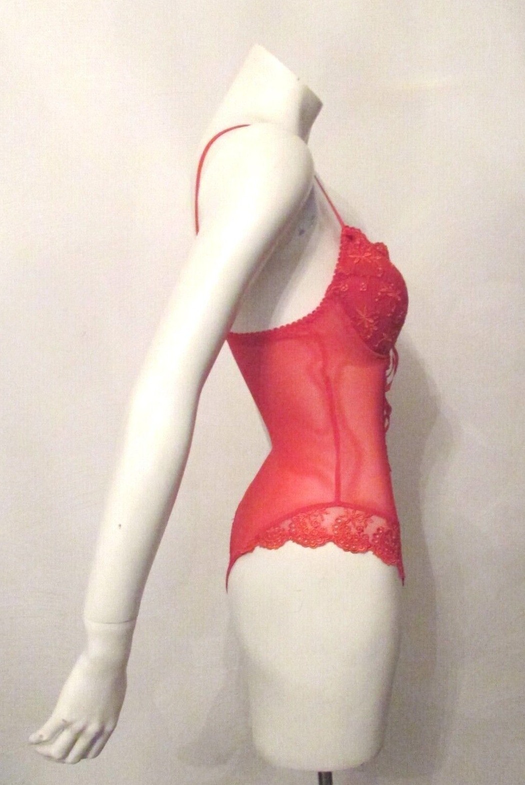 Lady Princess BS2015 Red Mesh Lace High Cut One Piece Teddy Bodysuit UW Bra L