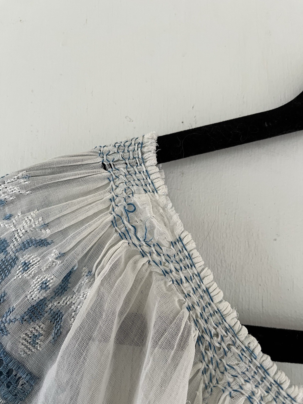 Vintage 1930s Art Deco Hand Embroidered Hungarian Sheer Cotton Peasant Blouse