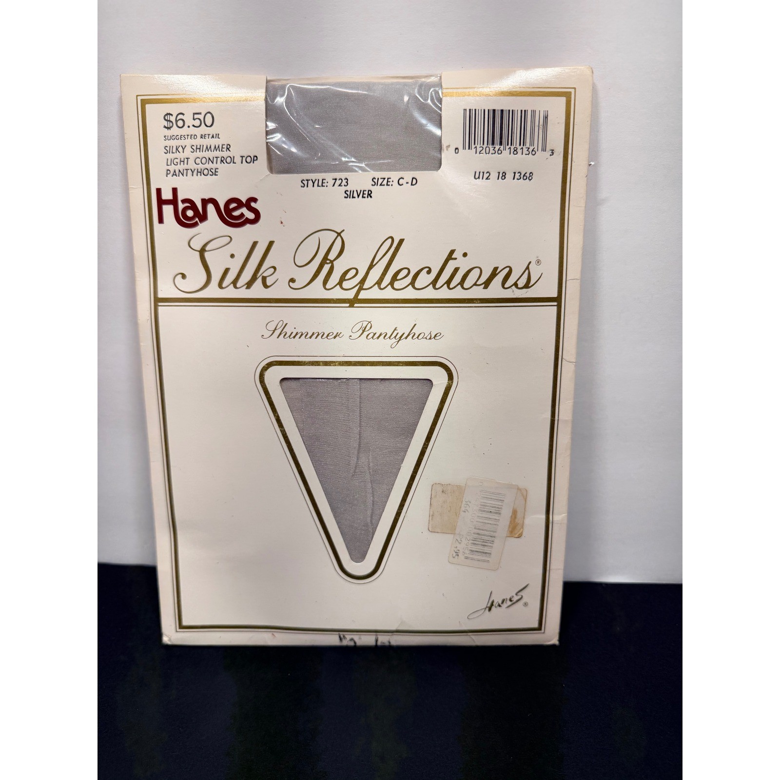 Hanes Silk Reflections Silver Shimmer Pantyhose Light Control Top Sz CD 723 VTG