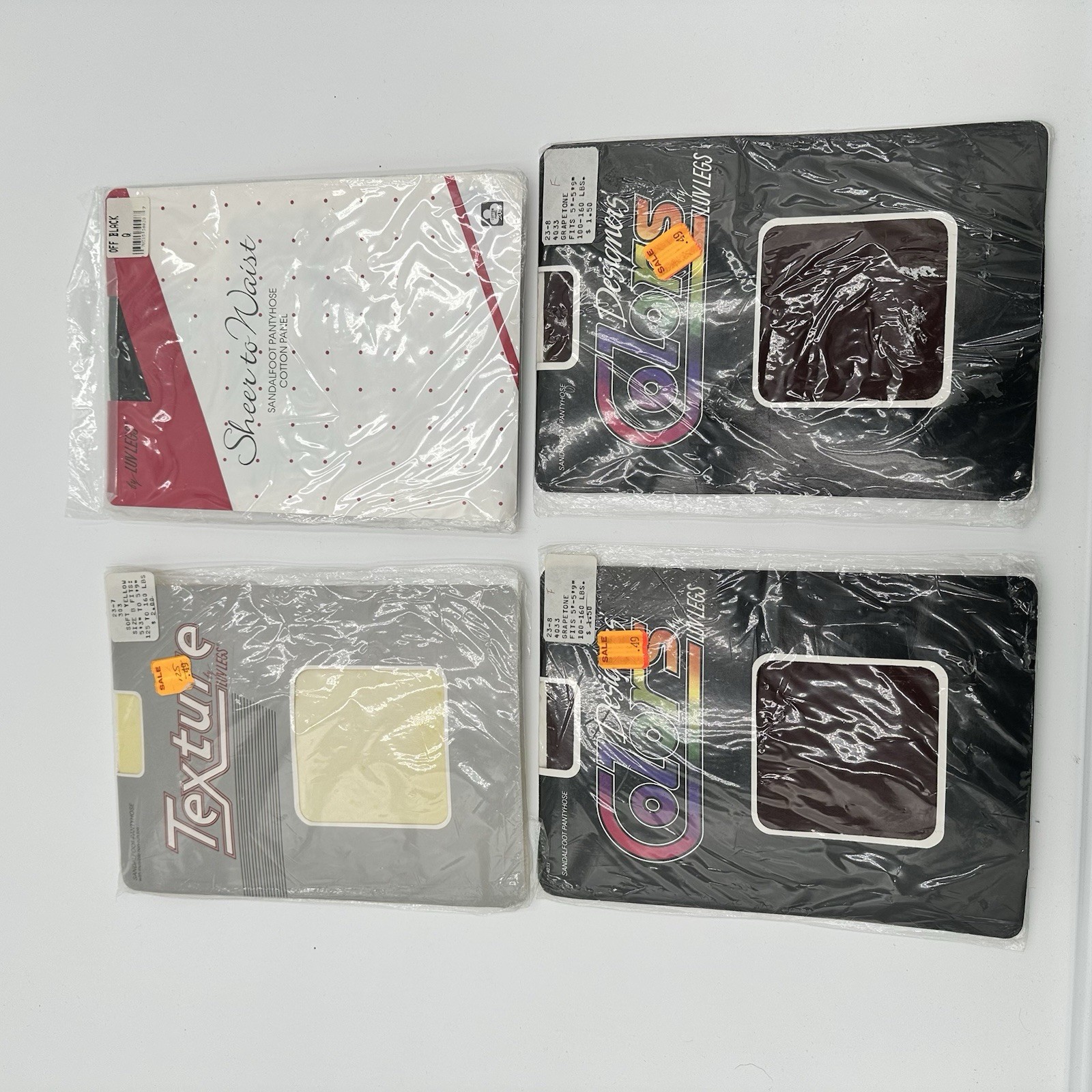 Nylons 4 Vintage Pair New In Pack 1980s M/L C5 Stockings Various Colors