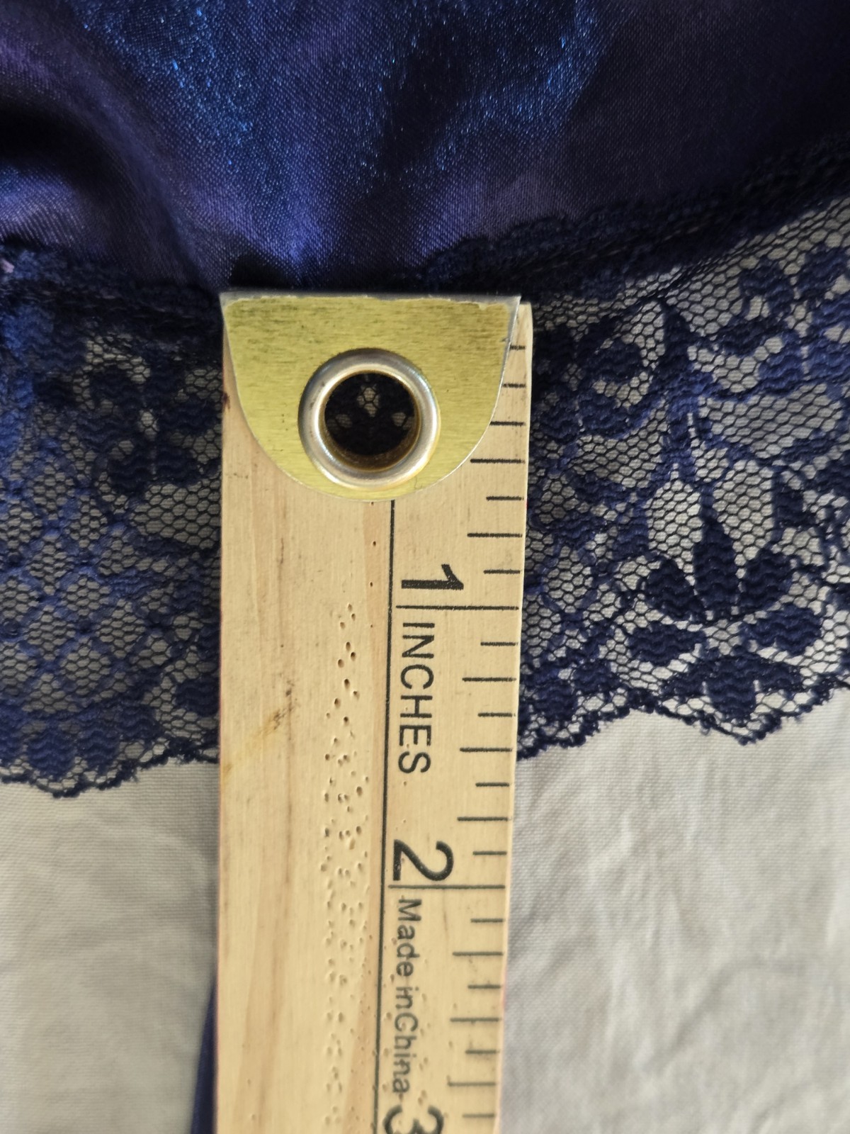 Vintage Feather Bed Intimates Blue Satin Finish Lace Chemise Nightgown M