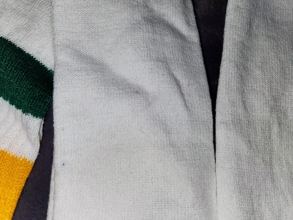 VTG 80&rsquo;s 2 Thick Stripe Tube Socks 23&Prime; long Standard Size Green Yellow White NOS