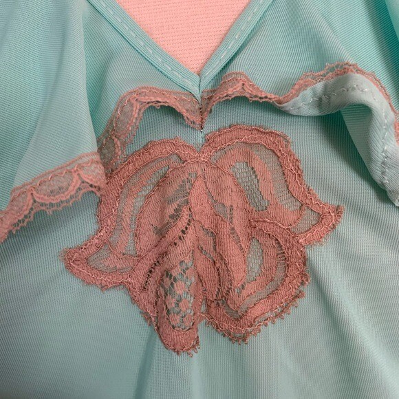 Vintage Cottagecore Ruffle Cami Nightie Top Mint S blouse Whimsycore Soft Girl