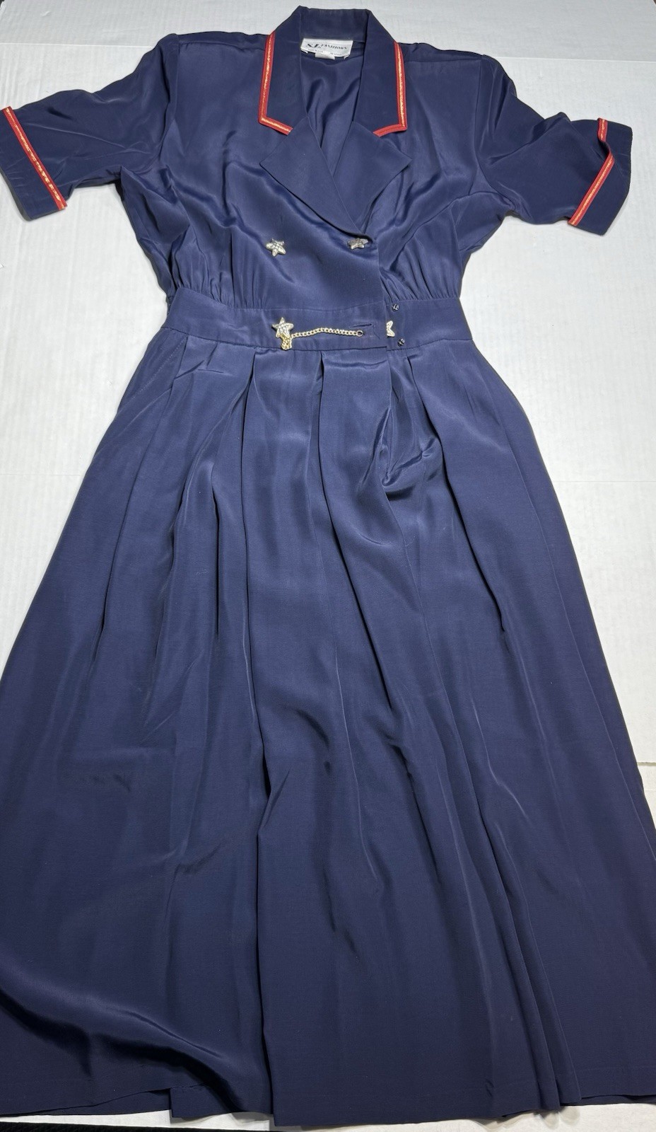 Vintage S. L. Fashions Blue Red Women’s Dress Made in USA Size 12