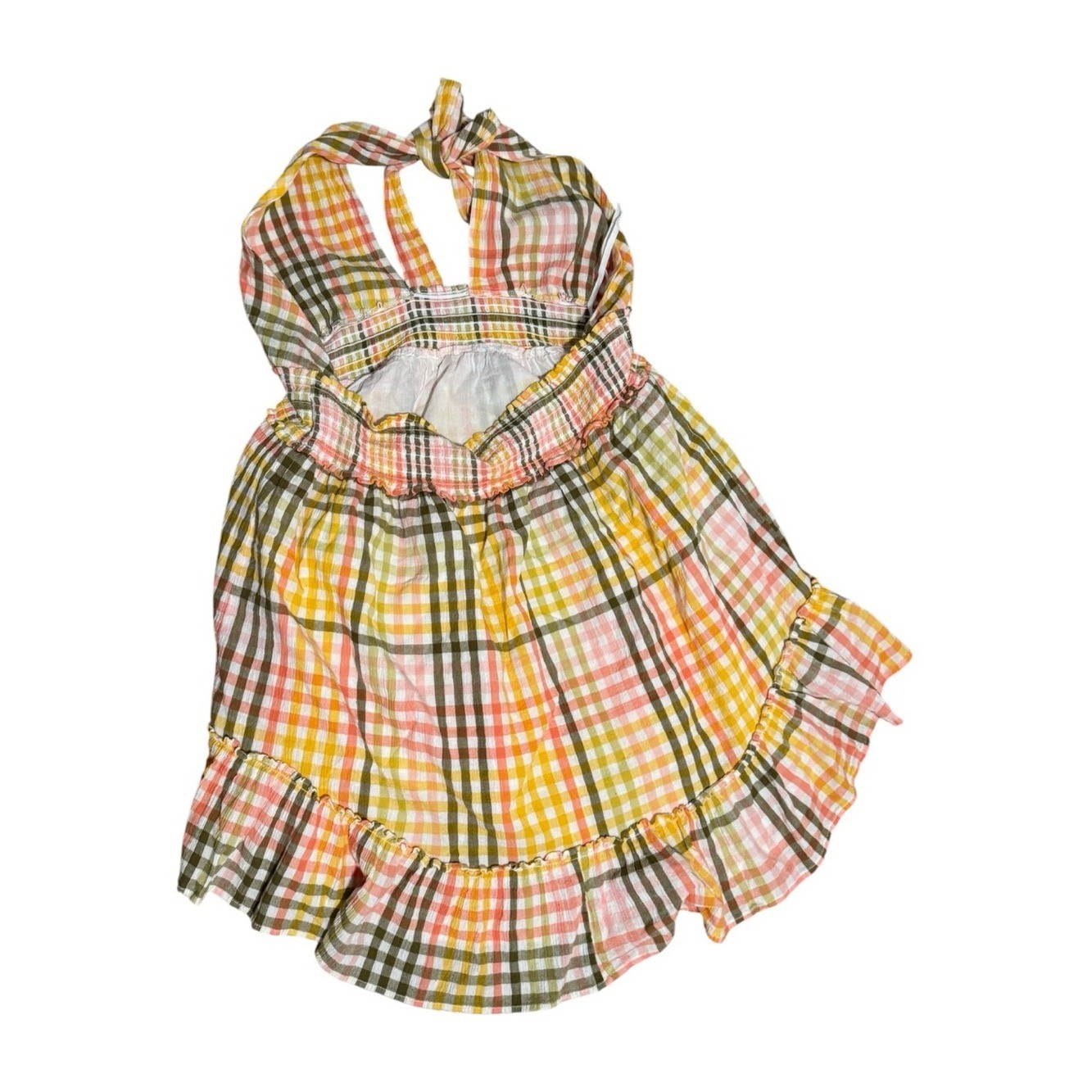 Aerie Spring Fling Gingham Halter Smocked Mini Dress XL NWOT
