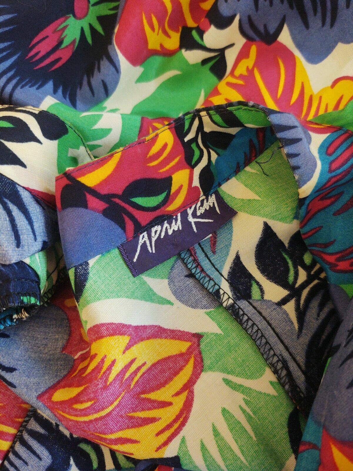 80&rsquo;s Vintage Cover Up Shirt April Rain Swim Beach Dress Rayon Tropical Floral 16