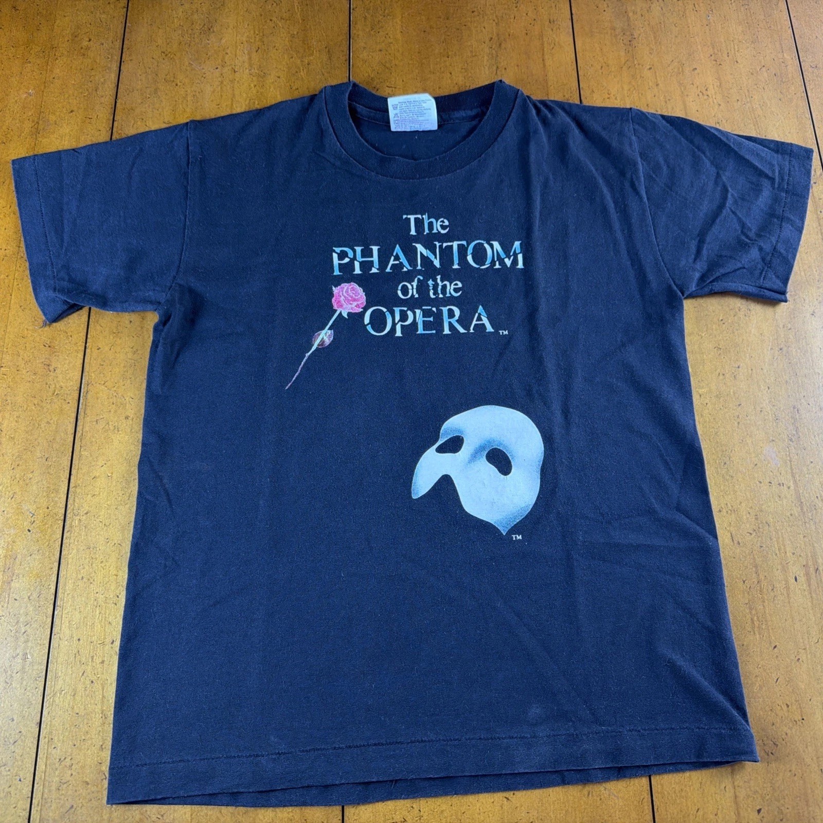 Vtg Phantom of the Opera Shirt Womens L 14-16 Black 90s Single Stitch Theatre