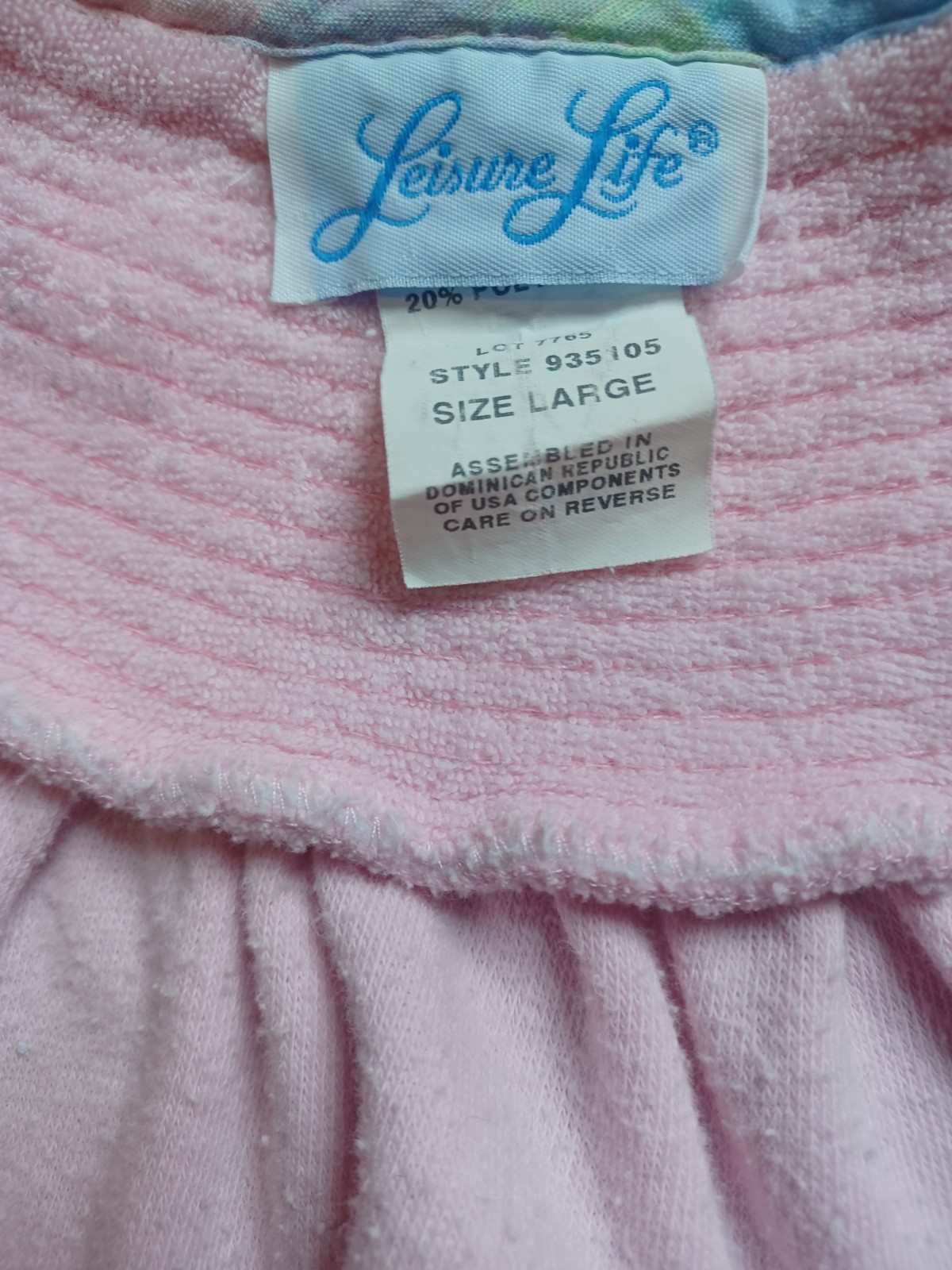 Vintage 1970s/1980s Leisure Life Pink Pastel Terrycloth Cottagecore House Dress