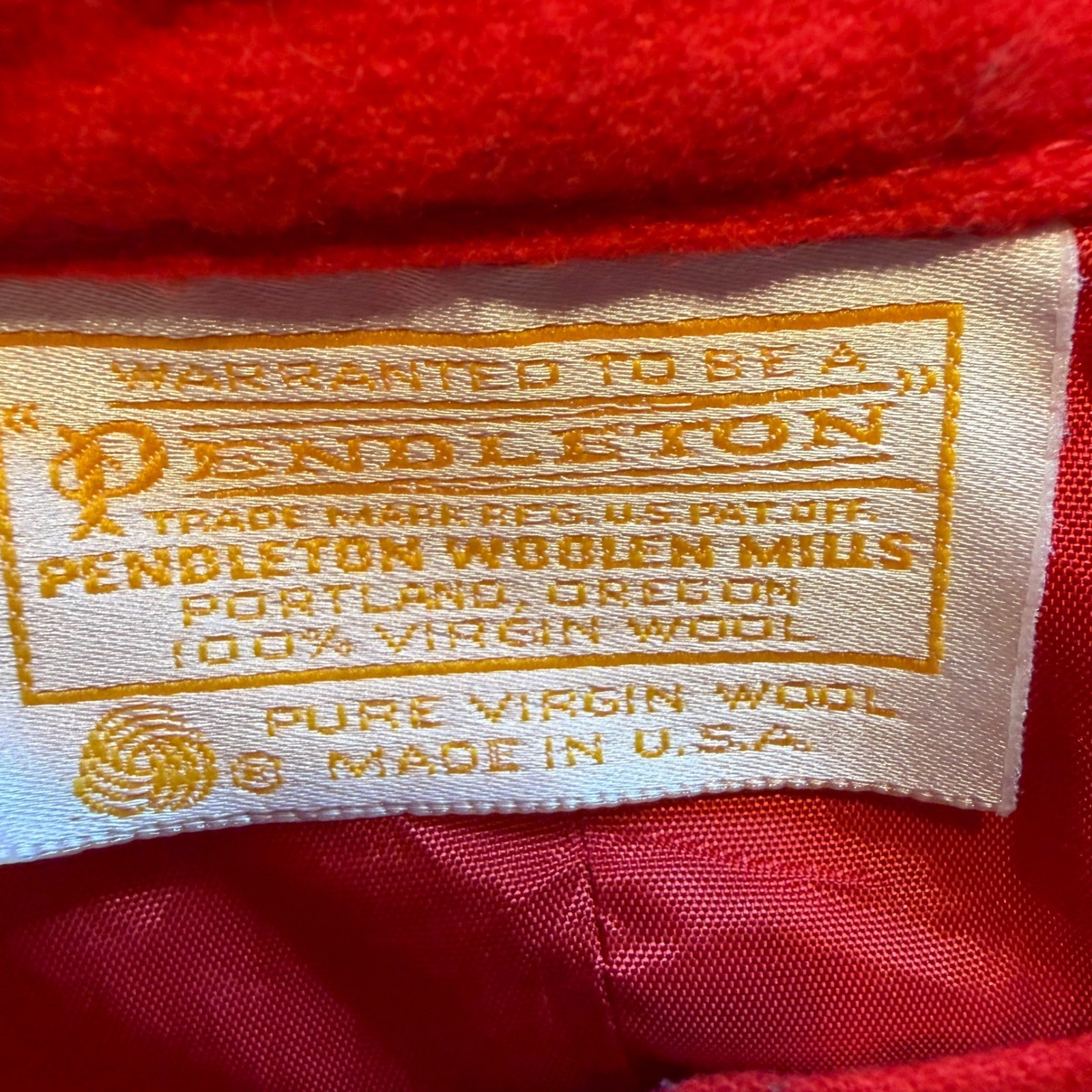 Pendleton Vintage Red Virgin Wool Midi Skirt Made in USA A-Line Solid Red