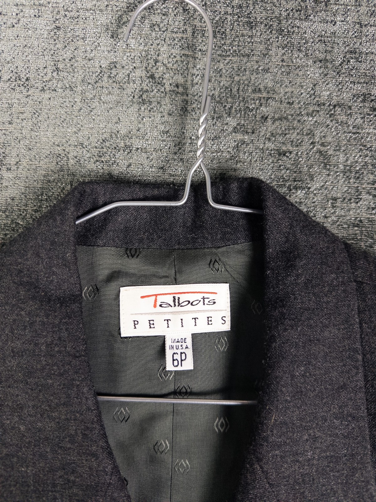VTG Talbots Womens Blazer 6P Gray Double Breasted Academia Career Wool USA Made