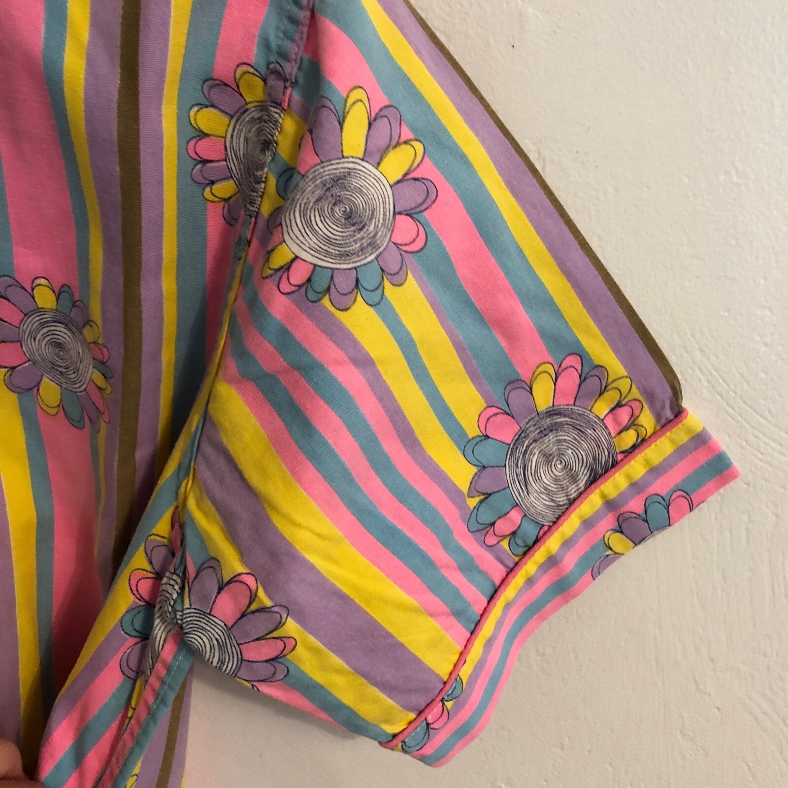 vtg 60s Psychedelic flower power Hippie Caftan Dress house coat Sz M