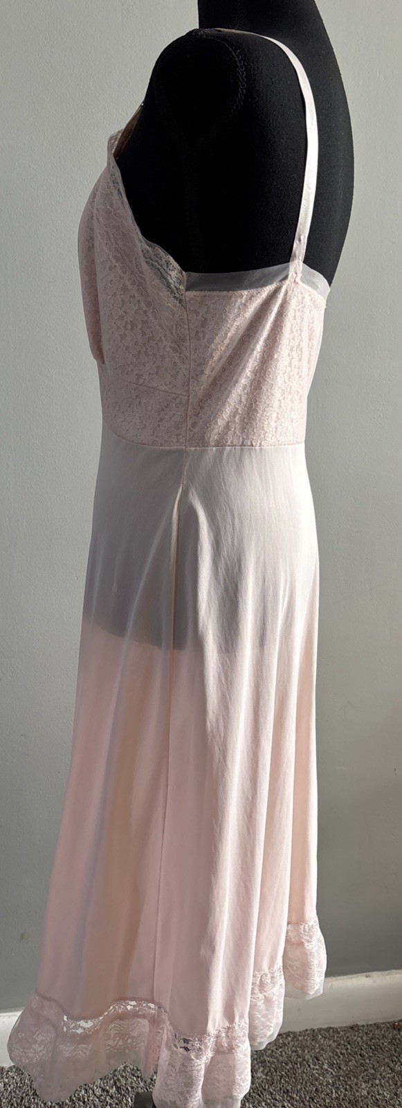 Sears Vintage Charmode Full Slip In Pink Size 36 Lace Ruffles Romance