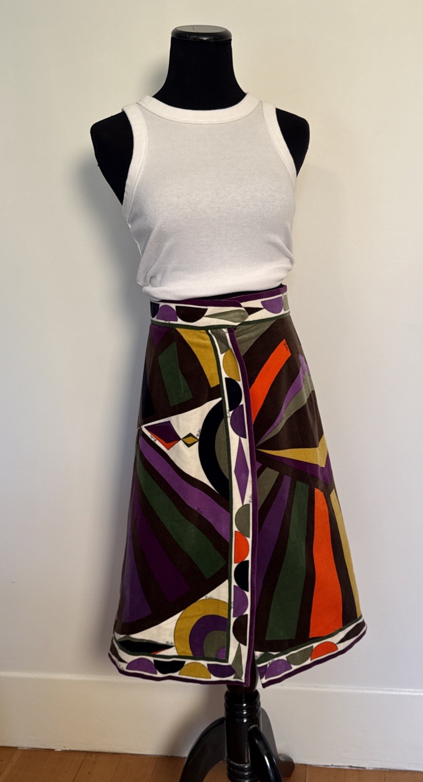 Vintage 1960’s Emilio Pucci For Saks Fifth Avenue Velvet A-Line Skirt XS Mod