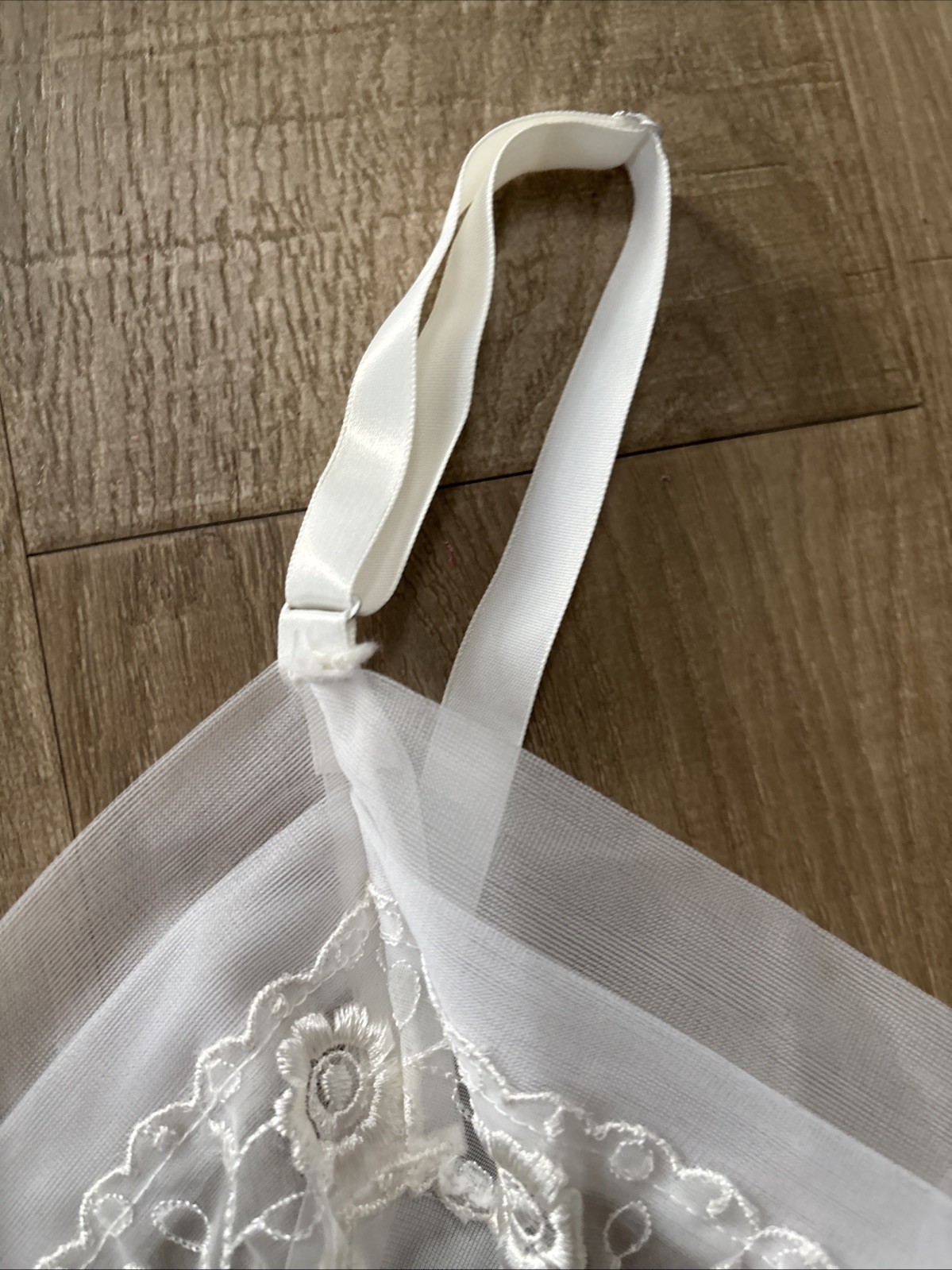 SEARS Tailored White Slip With Shadow Panel, Size 36 Lace Trim Adjustable Straps